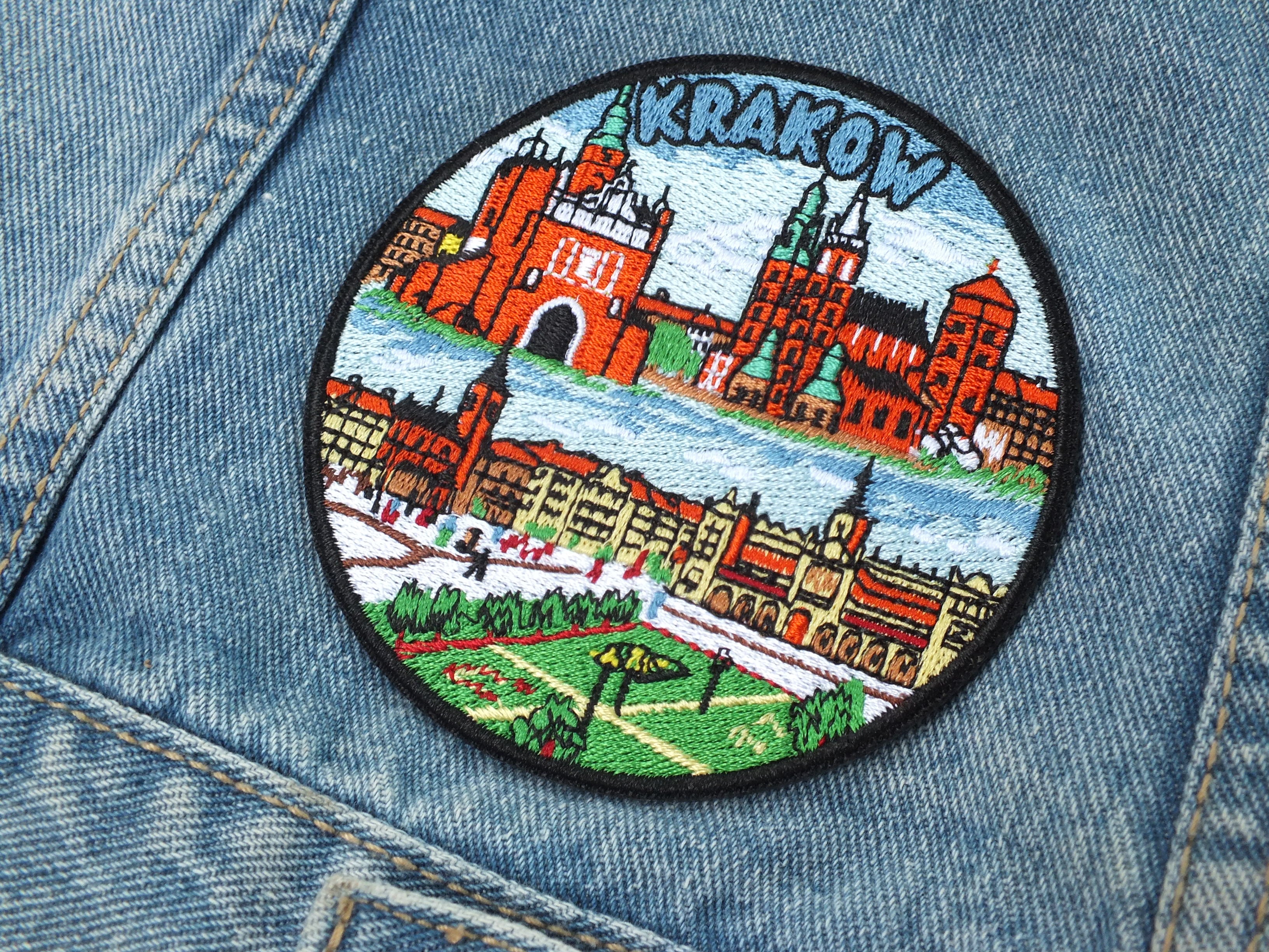 Krakow City Iron On Patch Wawel Castle Old Town Cathedral Print Poland Travel Souvenir Embroidered World City Patch Backpack Jacket Badge