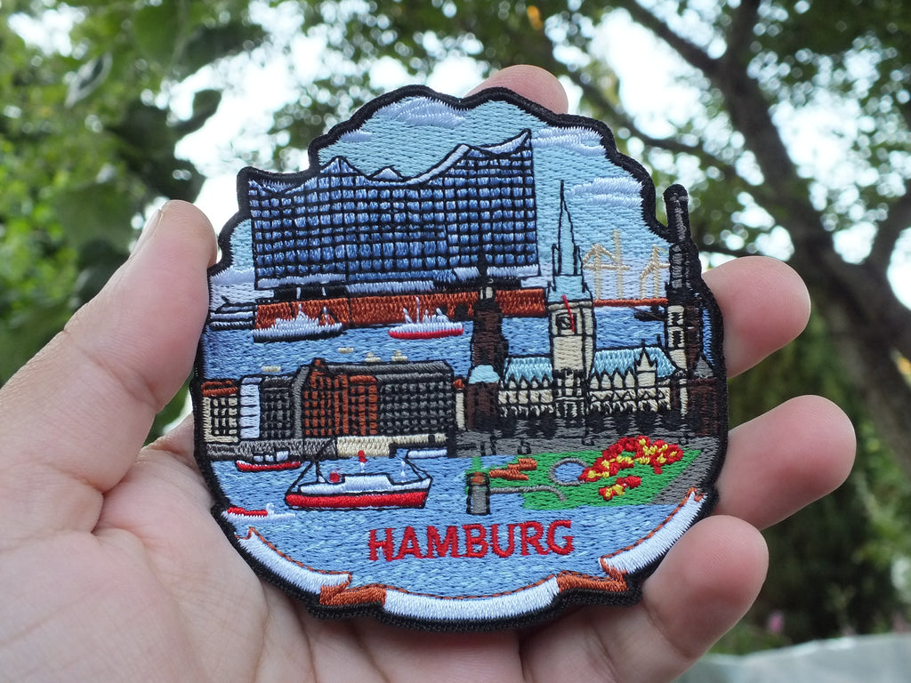 Hamburg City Iron On Patch Germany Travel Souvenir Embroidered City Patch Backpack Jacket Detailed Europe Landmark Christmas Gift Idea