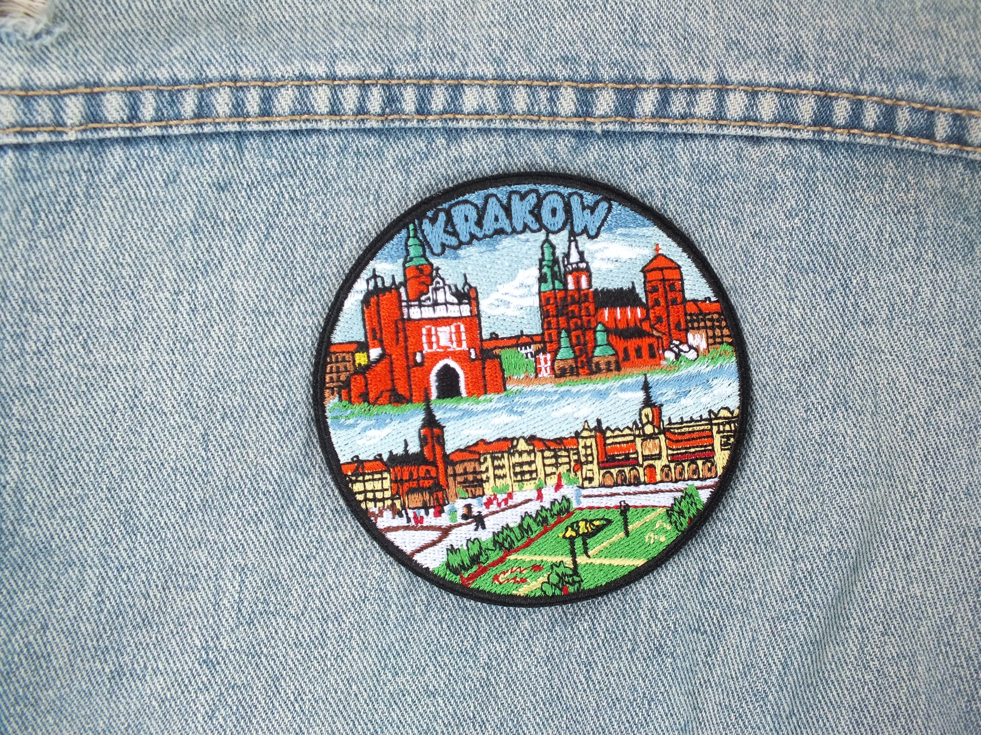 Krakow City Iron On Patch Wawel Castle Old Town Cathedral Print Poland Travel Souvenir Embroidered World City Patch Backpack Jacket Badge