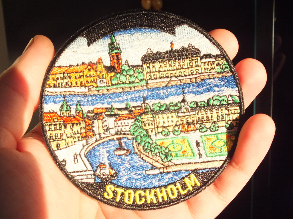 Stockholm Iron On Patch Gamla Stan Archipelago Nordic Design Print Sweden Travel Souvenir Embroidered World City Patch Backpack Denim Jacket