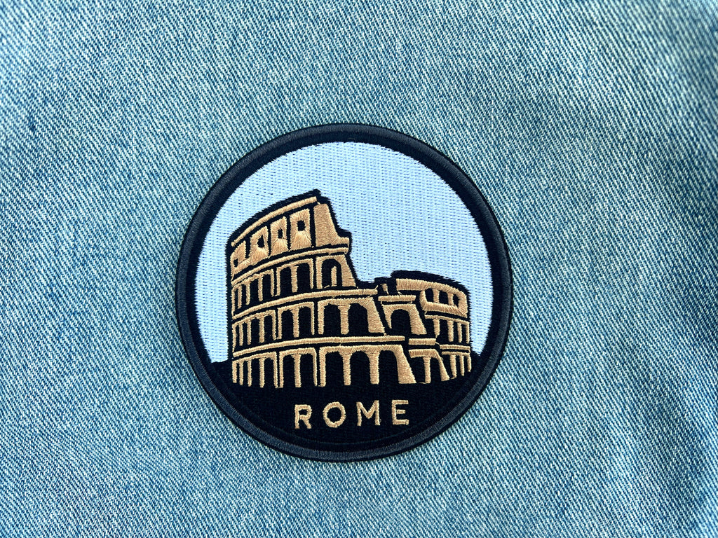Rome Travel Patch Iron On Colosseum Embroidered Patch Sew On Italy Travel Keepsake Gift for Traveler Paris Sew On Jacket Patch