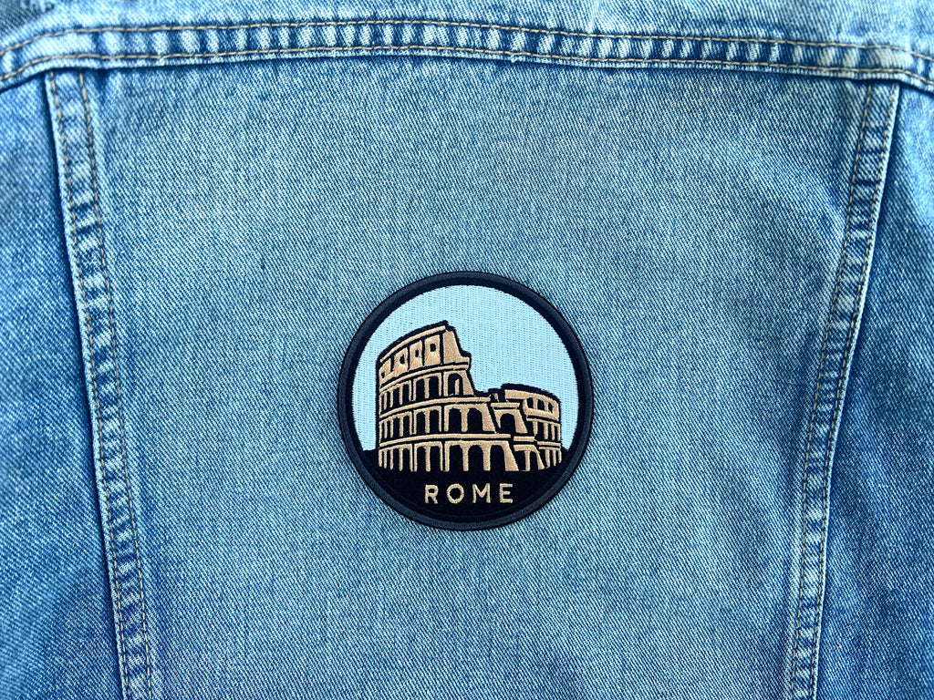 Rome Travel Patch Iron On Colosseum Embroidered Patch Sew On Italy Travel Keepsake Gift for Traveler Paris Sew On Jacket Patch