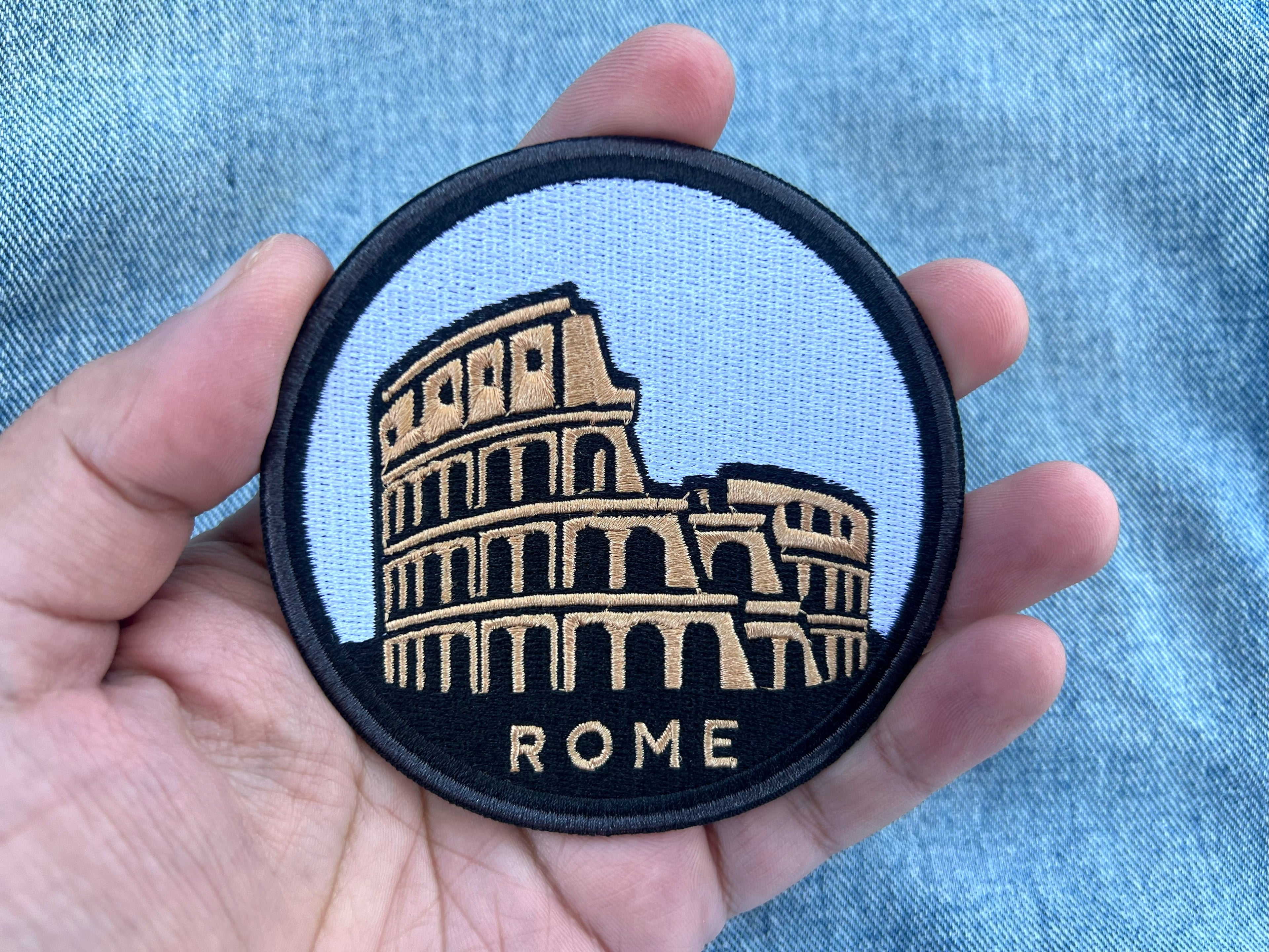 Rome Travel Patch Iron On Colosseum Embroidered Patch Sew On Italy Travel Keepsake Gift for Traveler Paris Sew On Jacket Patch