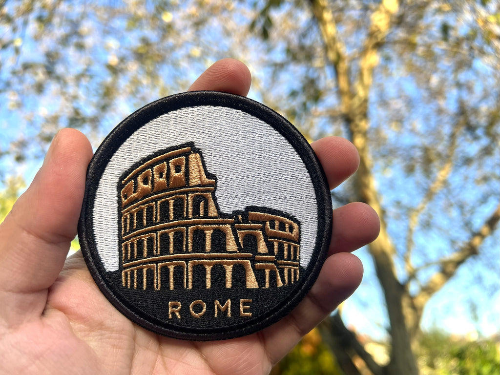 Rome Travel Patch Iron On Colosseum Embroidered Patch Sew On Italy Travel Keepsake Gift for Traveler Paris Sew On Jacket Patch