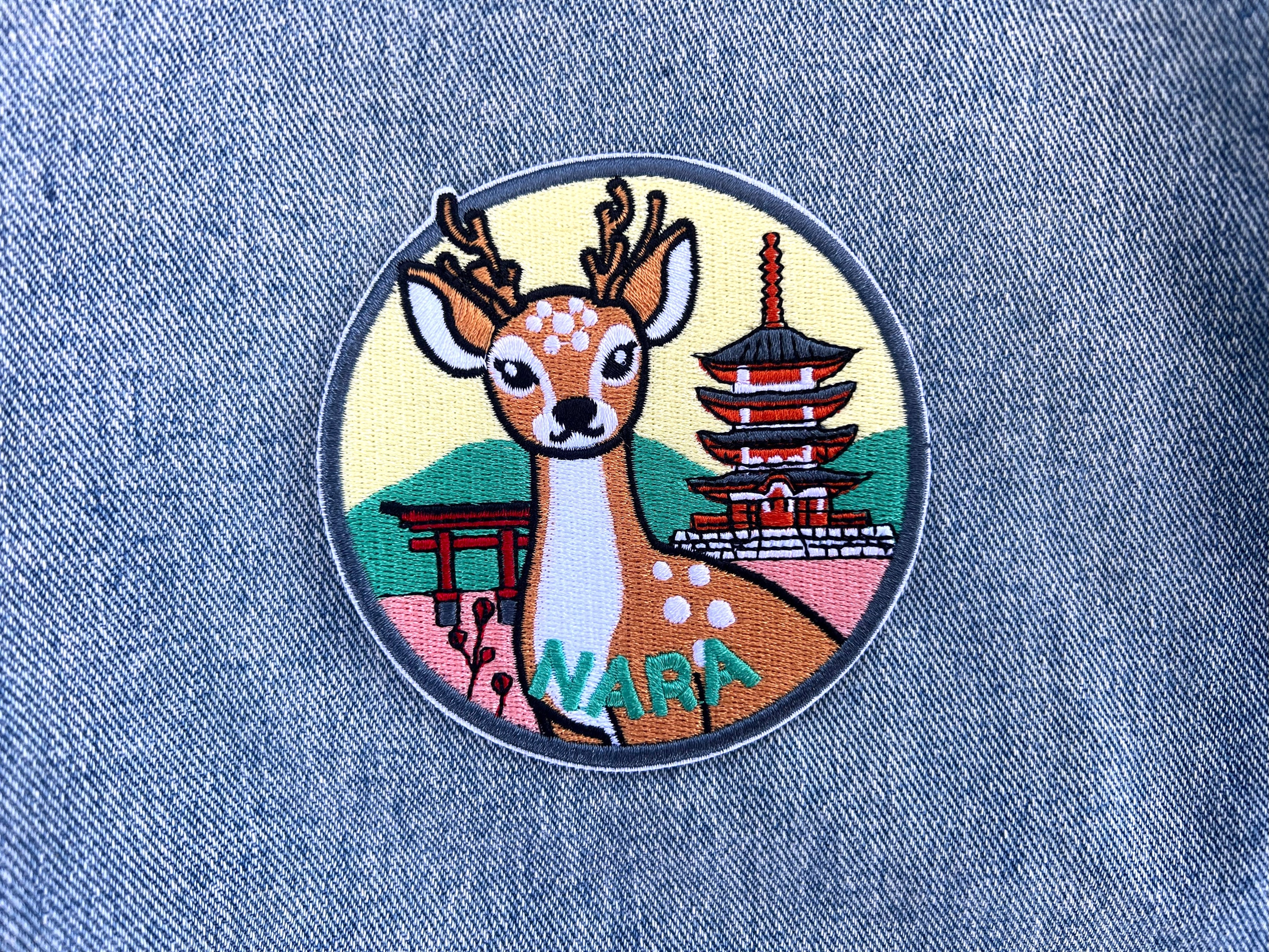 Nara Travel Patch Japanese City Iron On Applique Tokyo Keepsake Summer Vacation Souvenir Travel Jacket Hook and Loop Patch Osaka Travel Gift