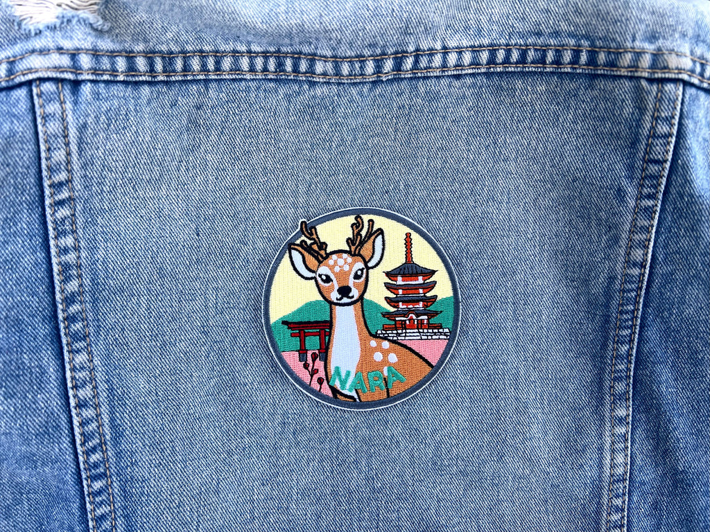 Nara Travel Patch Japanese City Iron On Applique Tokyo Keepsake Summer Vacation Souvenir Travel Jacket Hook and Loop Patch Osaka Travel Gift