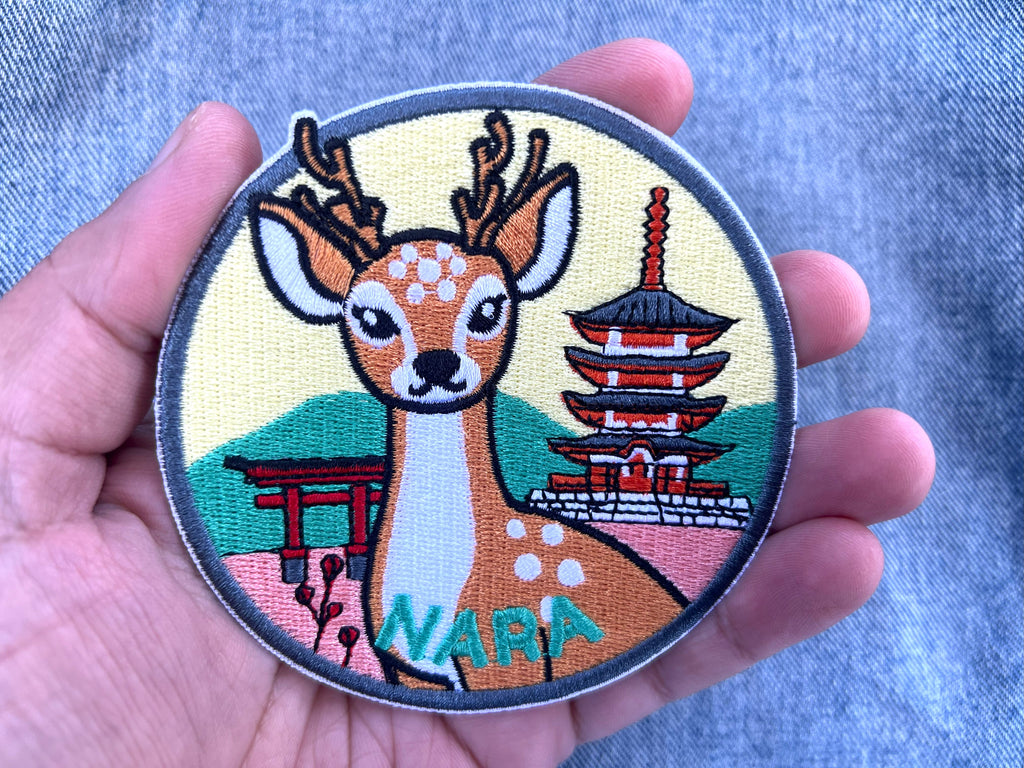 Nara Travel Patch Japanese City Iron On Applique Tokyo Keepsake Summer Vacation Souvenir Travel Jacket Hook and Loop Patch Osaka Travel Gift