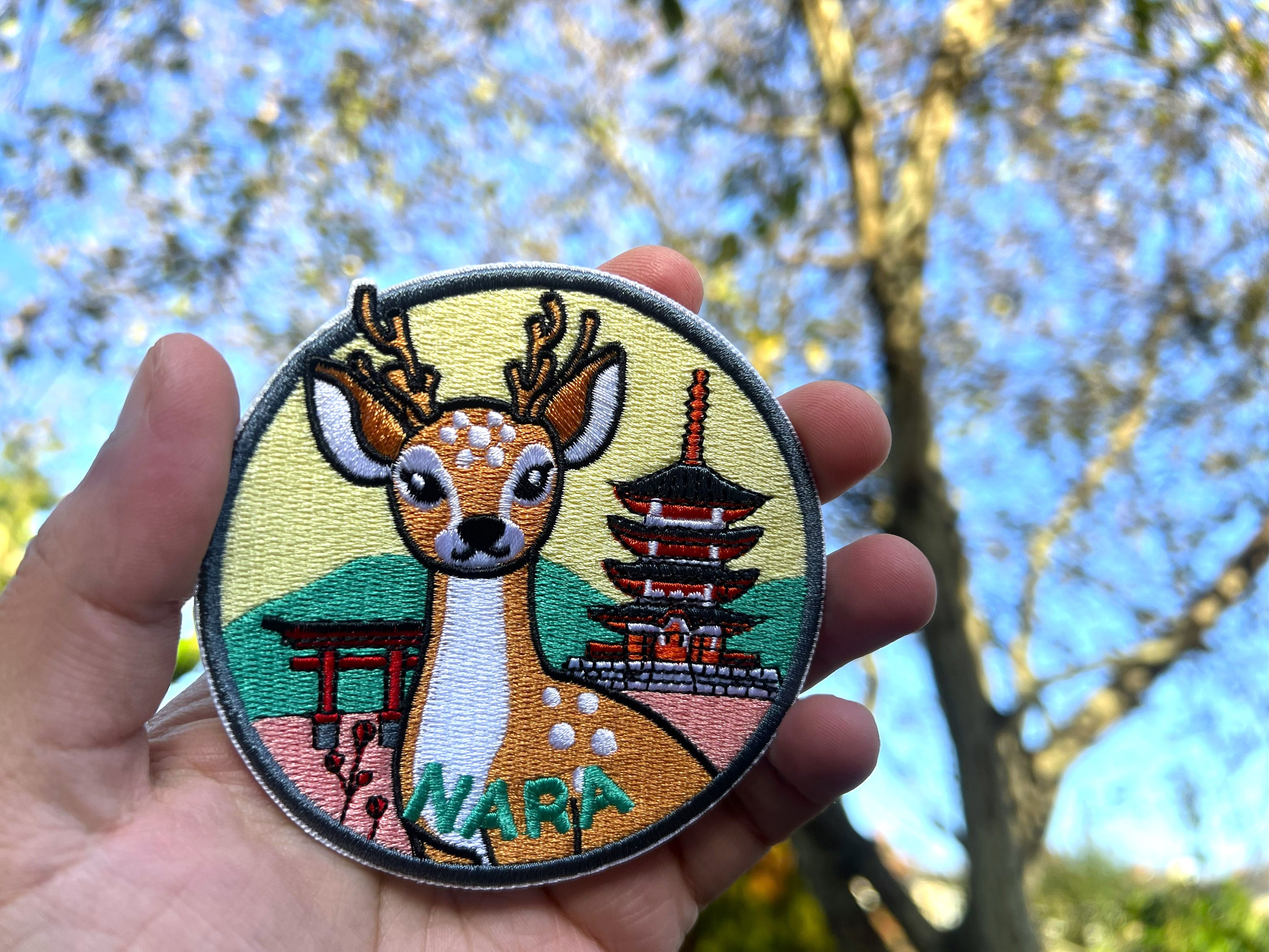 Nara Travel Patch Japanese City Iron On Applique Tokyo Keepsake Summer Vacation Souvenir Travel Jacket Hook and Loop Patch Osaka Travel Gift