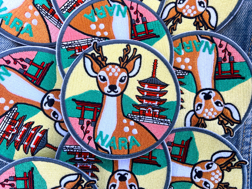 Nara Travel Patch Japanese City Iron On Applique Tokyo Keepsake Summer Vacation Souvenir Travel Jacket Hook and Loop Patch Osaka Travel Gift