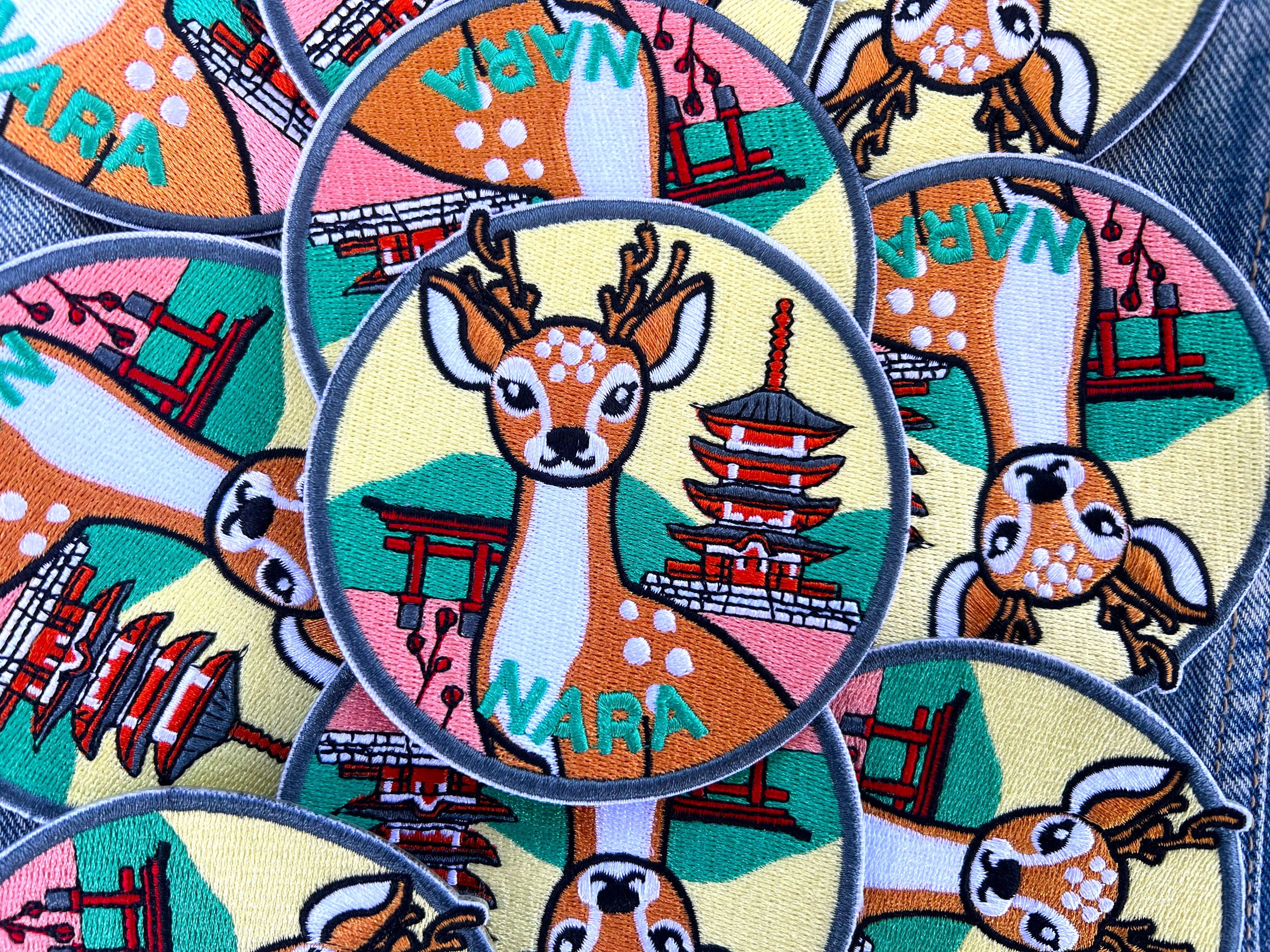 Nara Travel Patch Japanese City Iron On Applique Tokyo Keepsake Summer Vacation Souvenir Travel Jacket Hook and Loop Patch Osaka Travel Gift