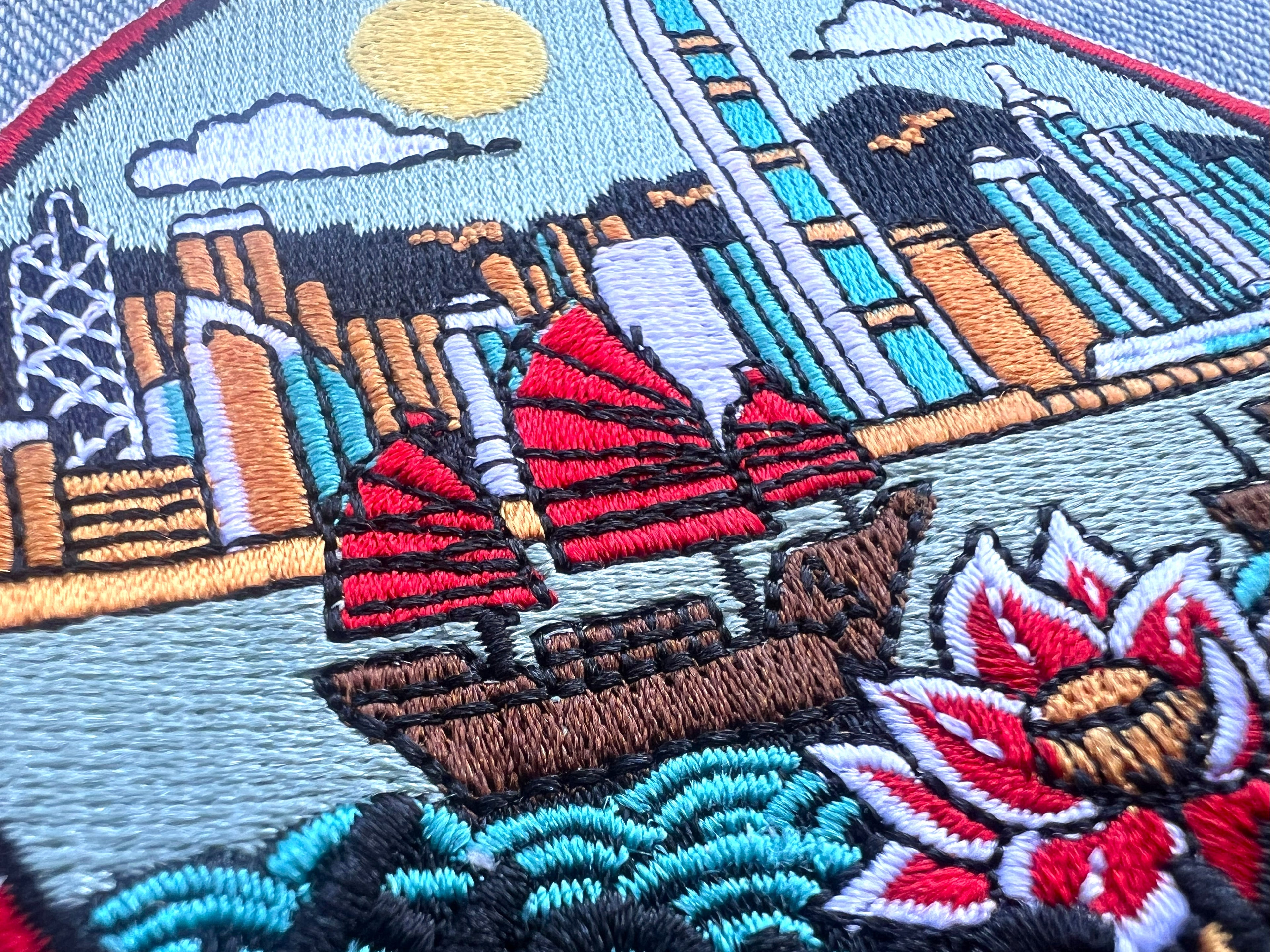 Hong Kong Travel Patch Embroidered Asia Jacket Applique DIY Custom Clothing Badge World City Postcard Famous Landmark Photo