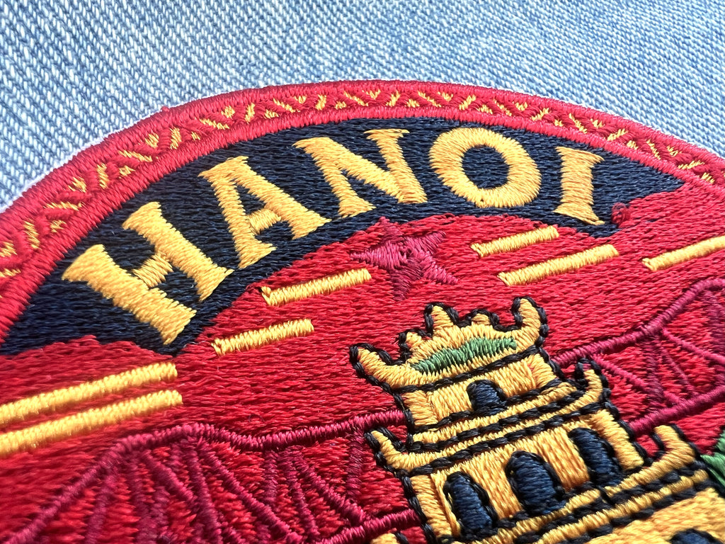 Hanoi Travel Patch Embroidered Iron On Vietnam Applique Sew On Custom Tote Bag Badge Asia Summer Vacation Souvenir Denim Jacket Pin