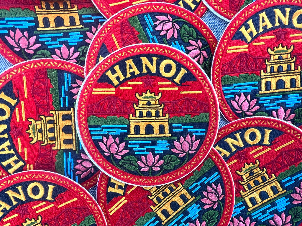 Hanoi Travel Patch Embroidered Iron On Vietnam Applique Sew On Custom Tote Bag Badge Asia Summer Vacation Souvenir Denim Jacket Pin