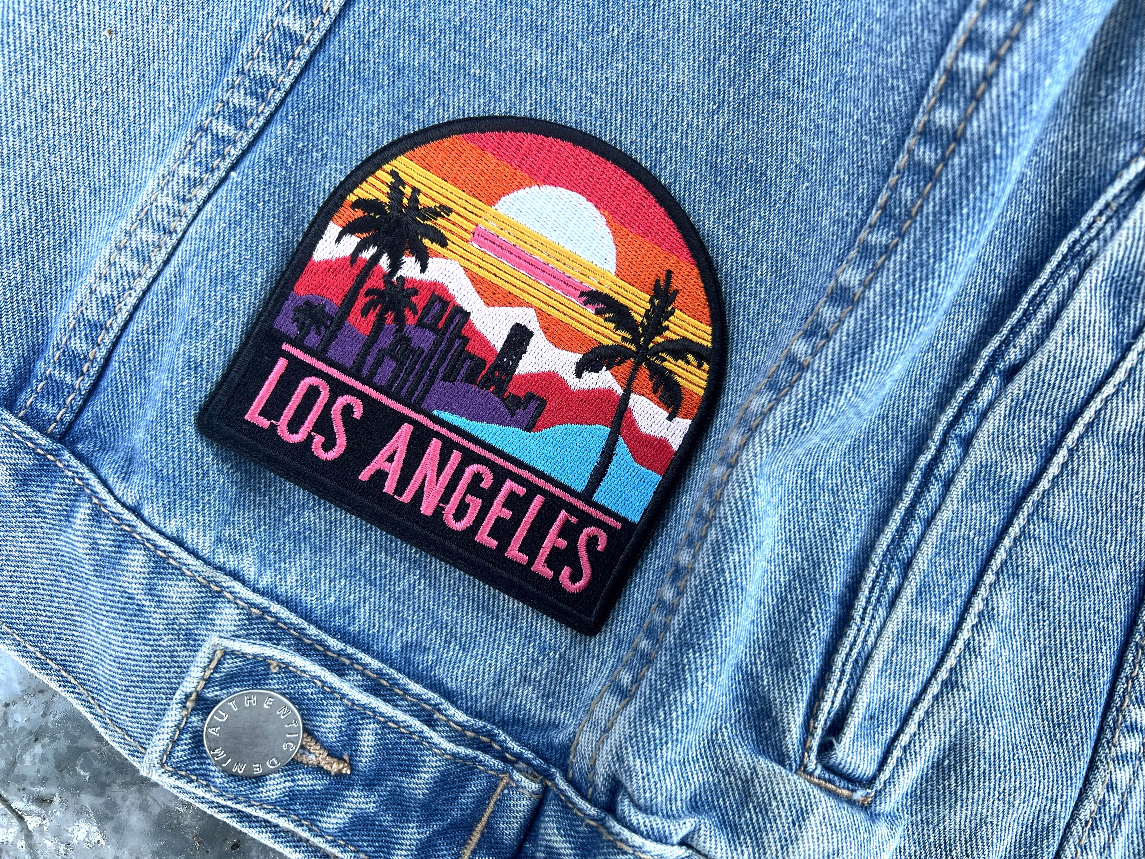 LA Travel Patch Embroidered America City Applique USA Gift for Traveler Route 66 Iron On Patch New York Hook and Loop Patch Keepsake