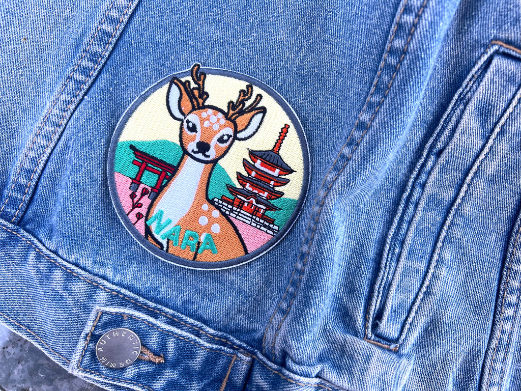 Nara Travel Patch Japanese City Iron On Applique Tokyo Keepsake Summer Vacation Souvenir Travel Jacket Hook and Loop Patch Osaka Travel Gift