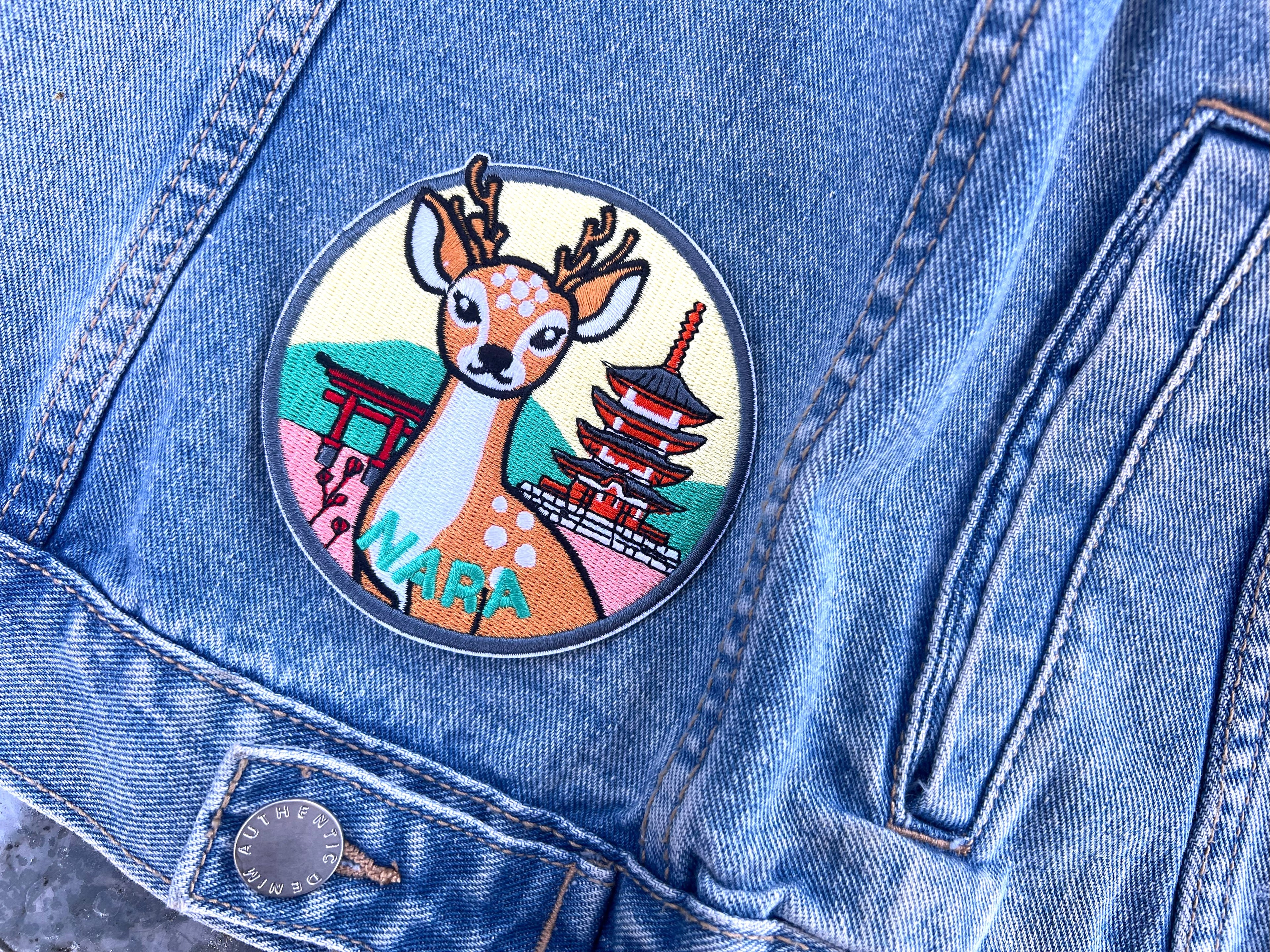 Nara Travel Patch Japanese City Iron On Applique Tokyo Keepsake Summer Vacation Souvenir Travel Jacket Hook and Loop Patch Osaka Travel Gift