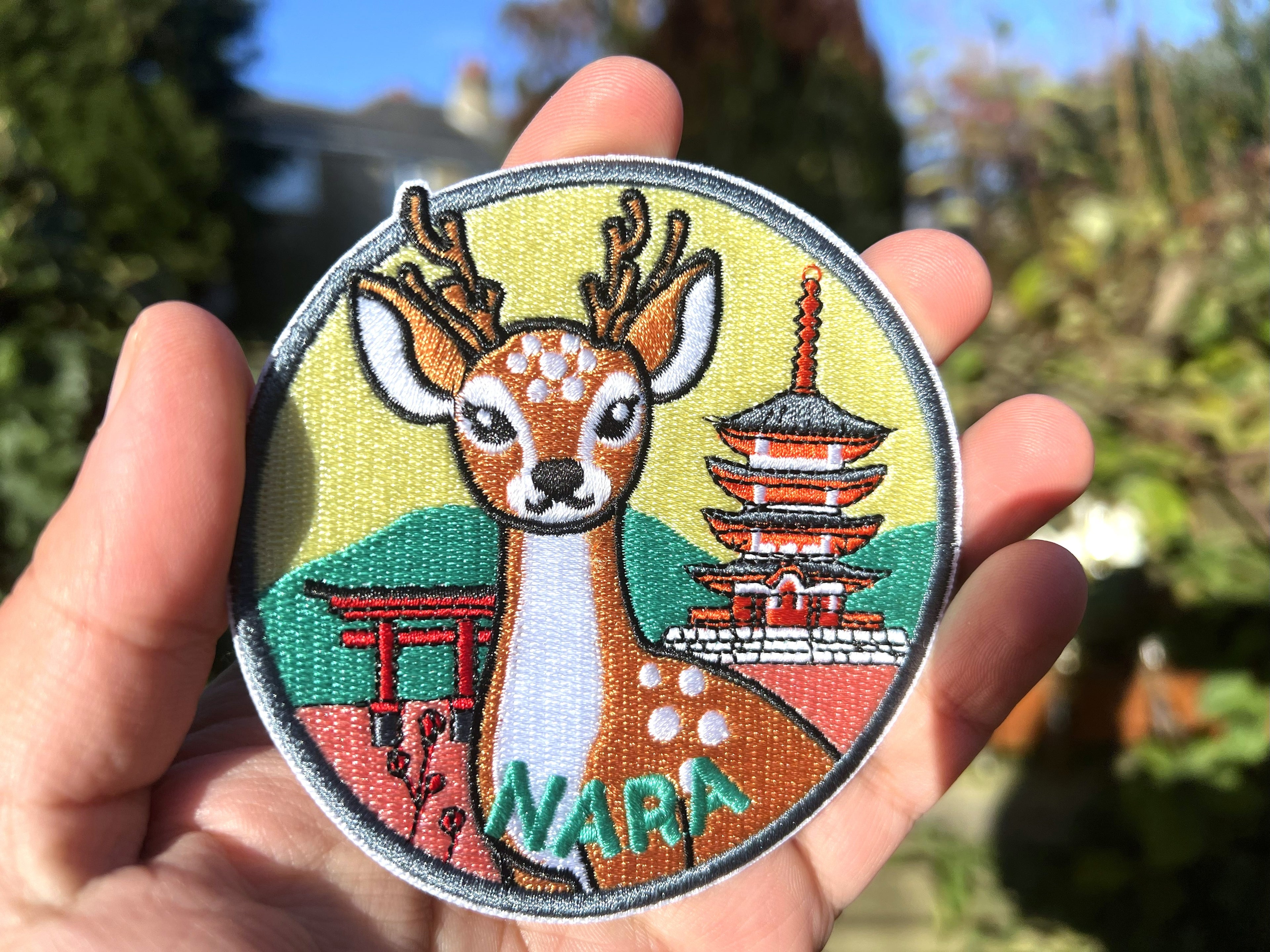 Nara Travel Patch Japanese City Iron On Applique Tokyo Keepsake Summer Vacation Souvenir Travel Jacket Hook and Loop Patch Osaka Travel Gift