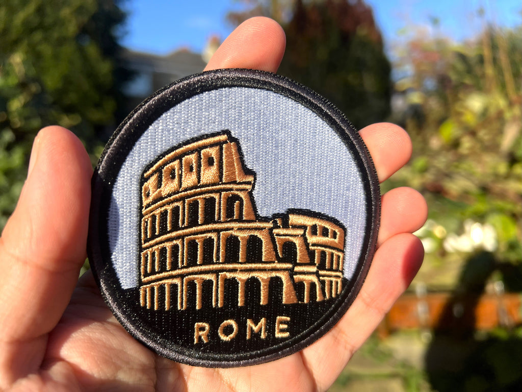 Rome Travel Patch Iron On Colosseum Embroidered Patch Sew On Italy Travel Keepsake Gift for Traveler Paris Sew On Jacket Patch