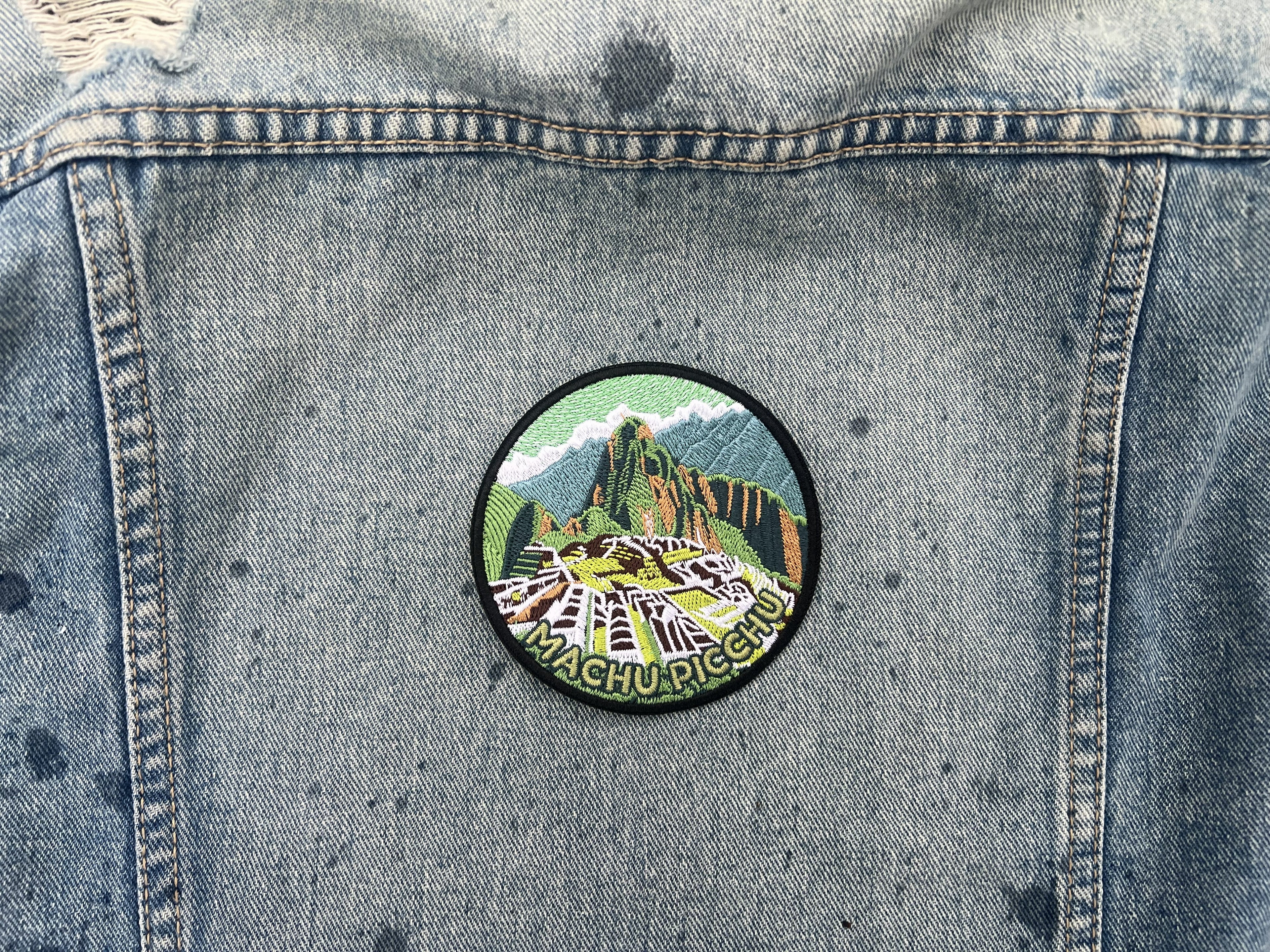 Iron On Peru Travel Patch Embroidered Machu Picchu Patch Sew On Travel Jacket Patch Wonder of World Travel Keepsake Hook and Loop Travel