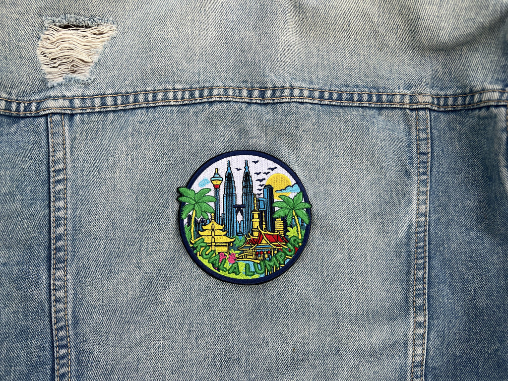Malaysia Embroidered Travel Patch Kuala Lumpur Iron On Travel Jacket Patches Hook and Loop Travel Keepsake Sew On Patch Gift for Traveler