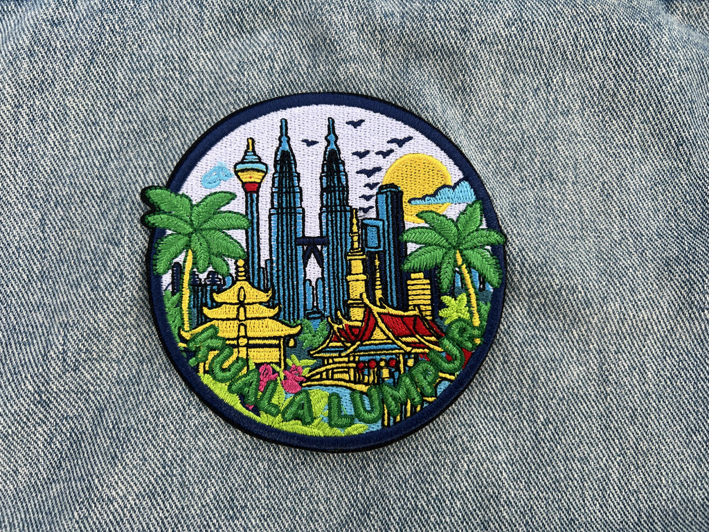 Malaysia Embroidered Travel Patch Kuala Lumpur Iron On Travel Jacket Patches Hook and Loop Travel Keepsake Sew On Patch Gift for Traveler