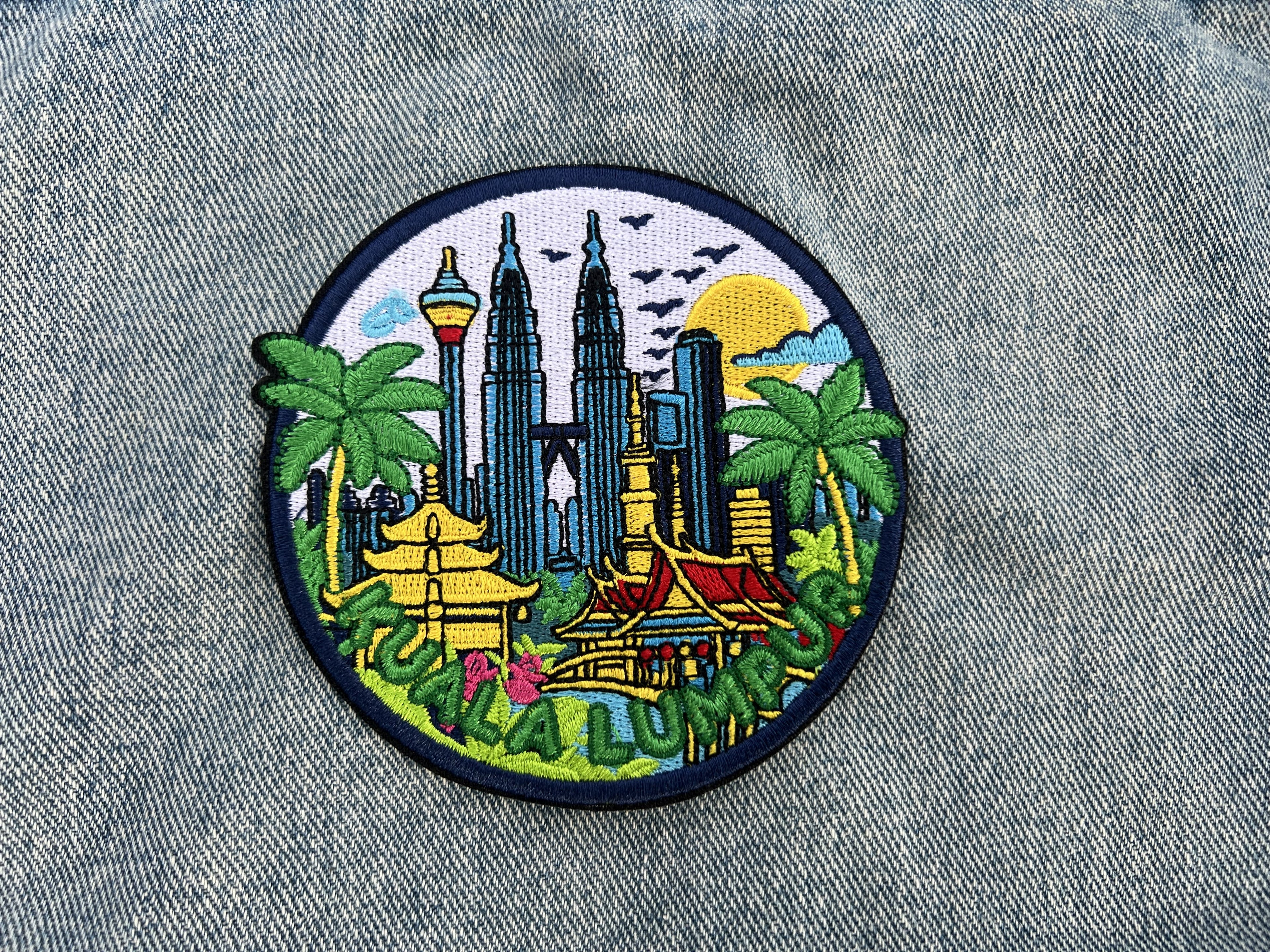 Malaysia Embroidered Travel Patch Kuala Lumpur Iron On Travel Jacket Patches Hook and Loop Travel Keepsake Sew On Patch Gift for Traveler