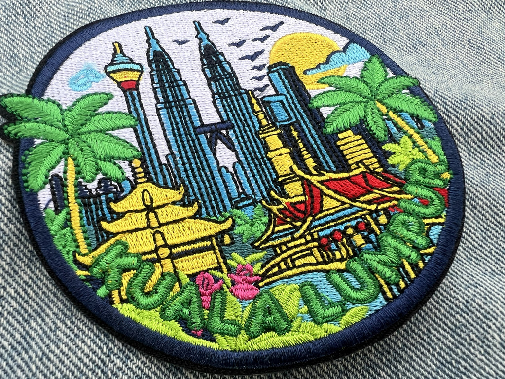 Malaysia Embroidered Travel Patch Kuala Lumpur Iron On Travel Jacket Patches Hook and Loop Travel Keepsake Sew On Patch Gift for Traveler