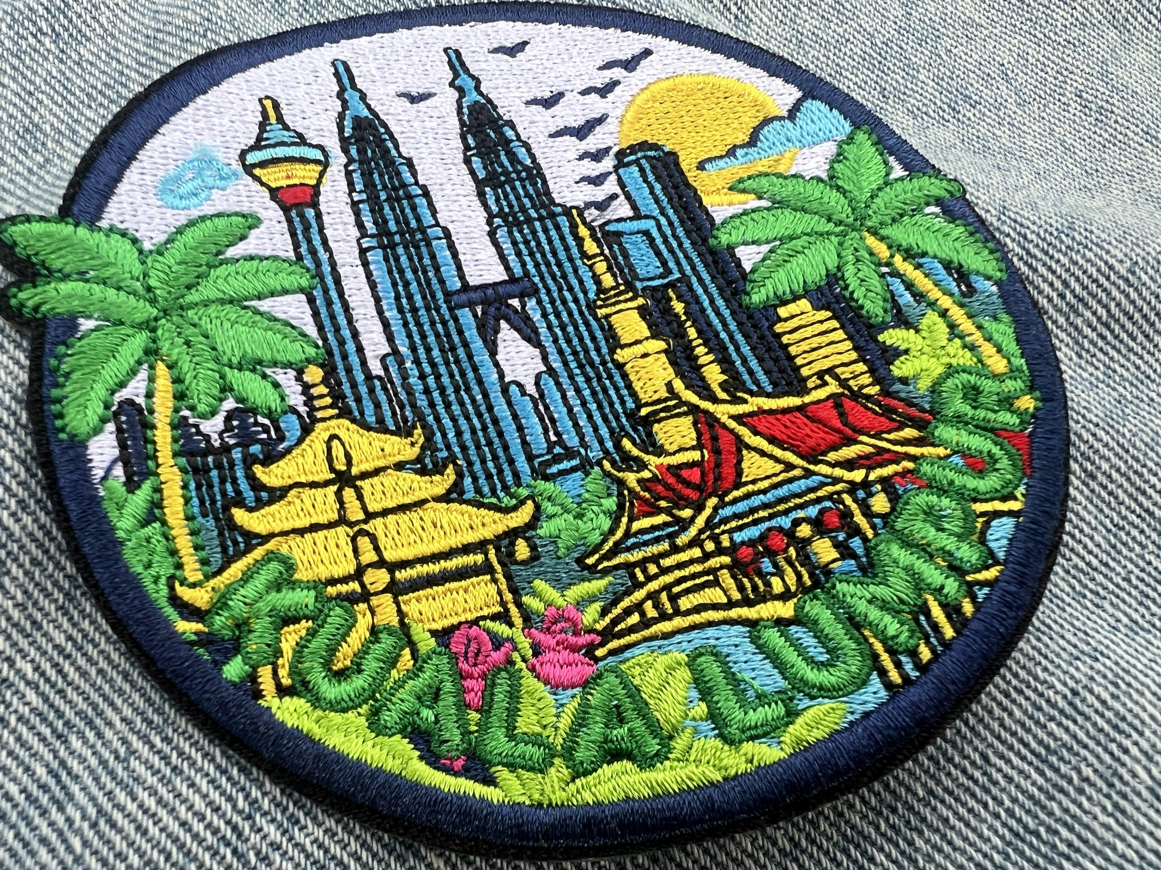 Malaysia Embroidered Travel Patch Kuala Lumpur Iron On Travel Jacket Patches Hook and Loop Travel Keepsake Sew On Patch Gift for Traveler