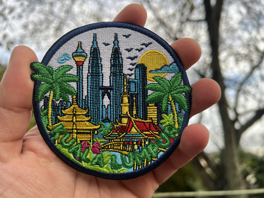 Malaysia Embroidered Travel Patch Kuala Lumpur Iron On Travel Jacket Patches Hook and Loop Travel Keepsake Sew On Patch Gift for Traveler