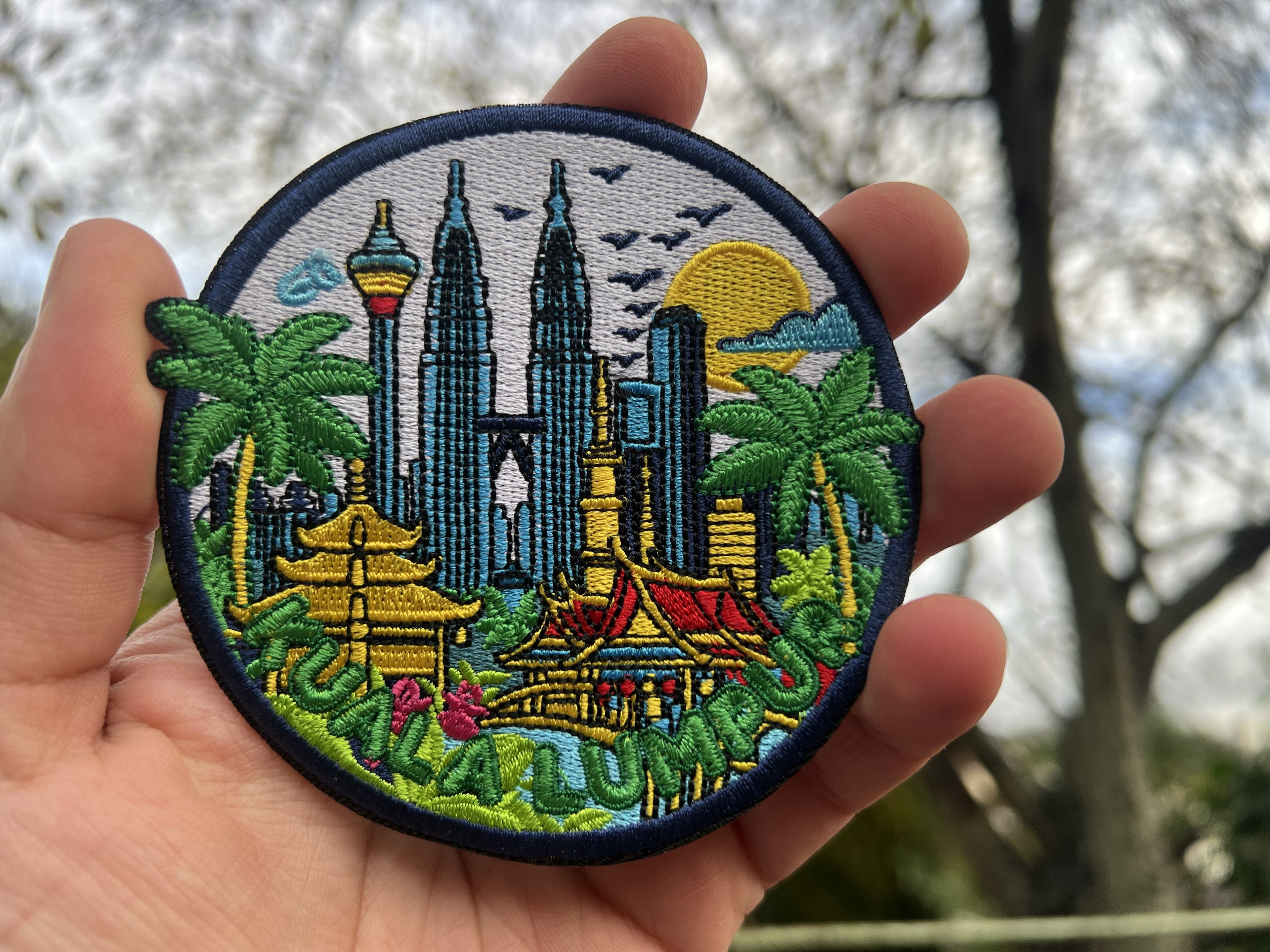 Malaysia Embroidered Travel Patch Kuala Lumpur Iron On Travel Jacket Patches Hook and Loop Travel Keepsake Sew On Patch Gift for Traveler