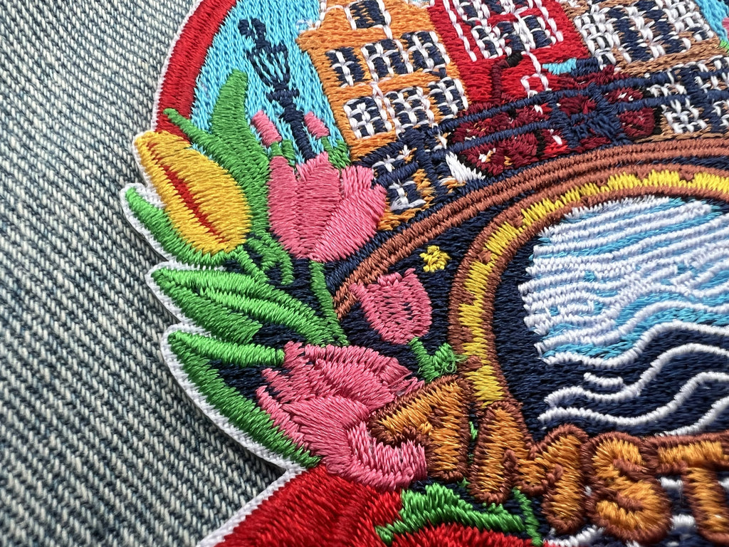 Amsterdam Travel Patch Iron On Embroidered Travel Jacket Patches Cute Travel Accessory Netherlands Sew On Keepsake Gift for Traveler