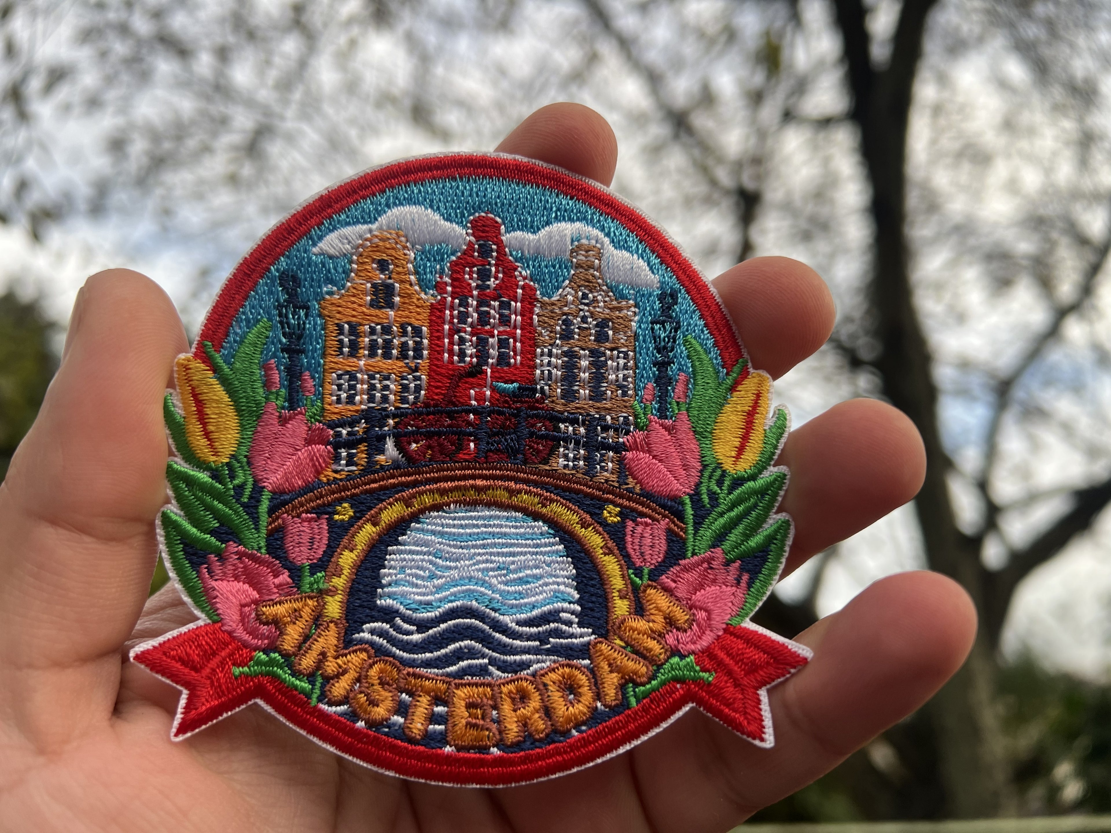 Amsterdam Travel Patch Iron On Embroidered Travel Jacket Patches Cute Travel Accessory Netherlands Sew On Keepsake Gift for Traveler