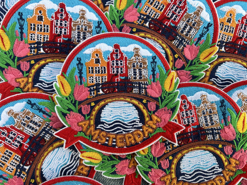 Amsterdam Travel Patch Iron On Embroidered Travel Jacket Patches Cute Travel Accessory Netherlands Sew On Keepsake Gift for Traveler