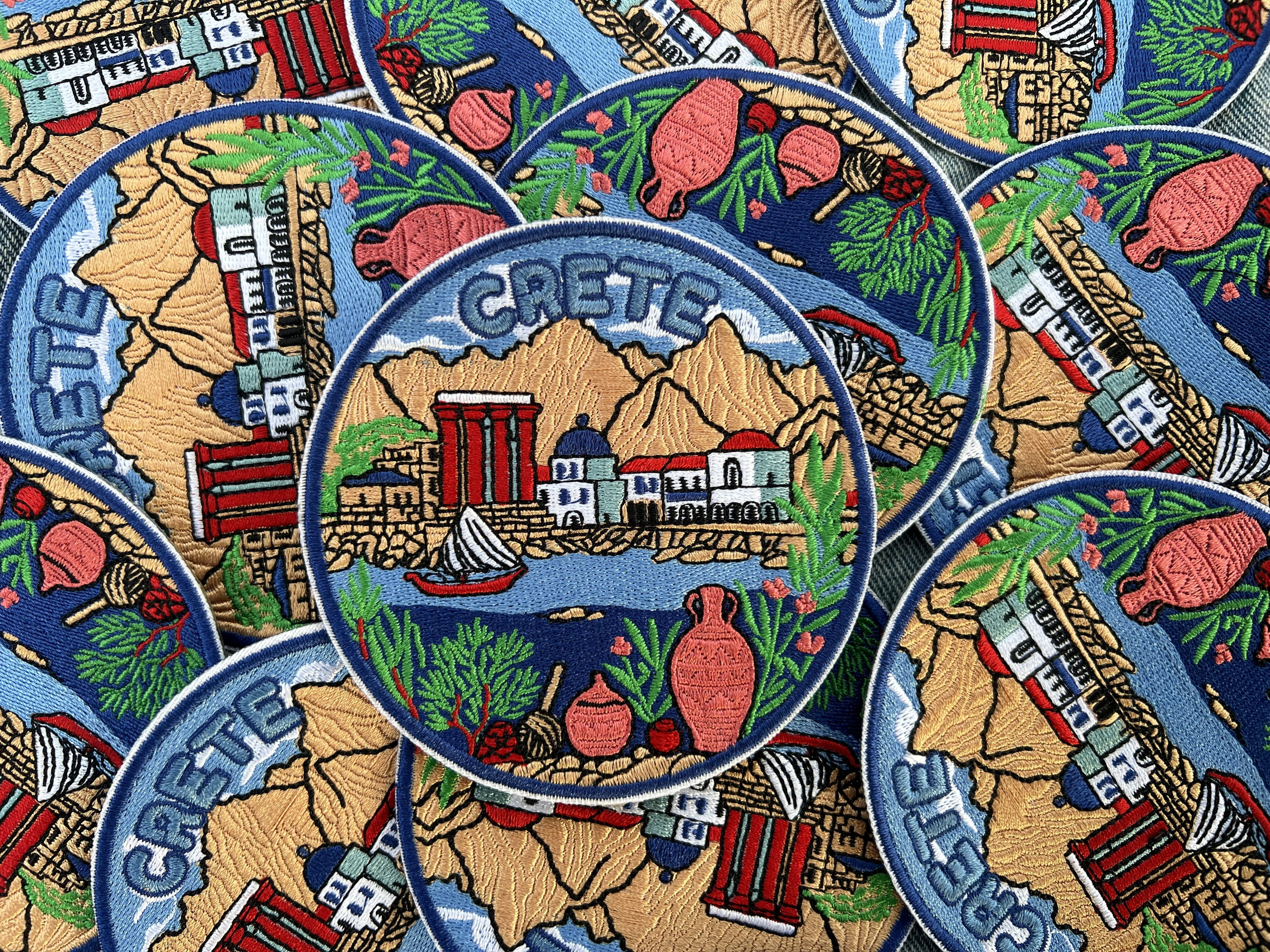 Crete Embroidered Travel Patch Cute Iron On Travel Jacket Accessory Sew On Greece Travel Keepsake Gift for Traveler Hook and Loop Patches