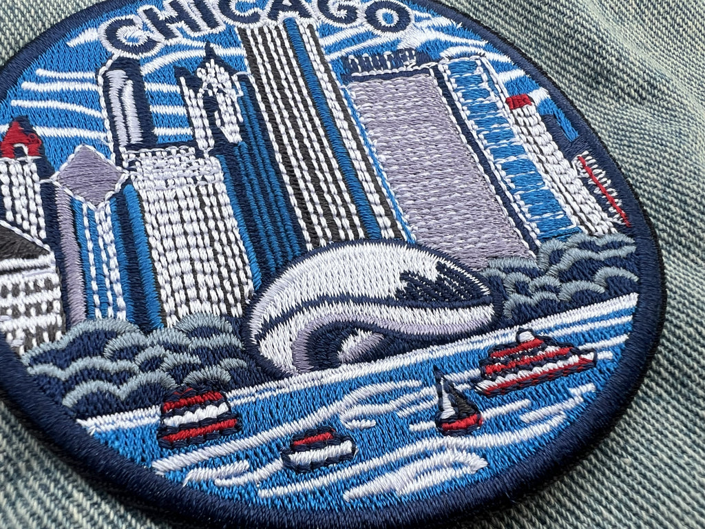 Chicago Travel Patch Gift for Traveler Iron On USA Embroidered Travel Jacket Patches Sew On Travel Accessory Hook and Loop Travel Keepsake