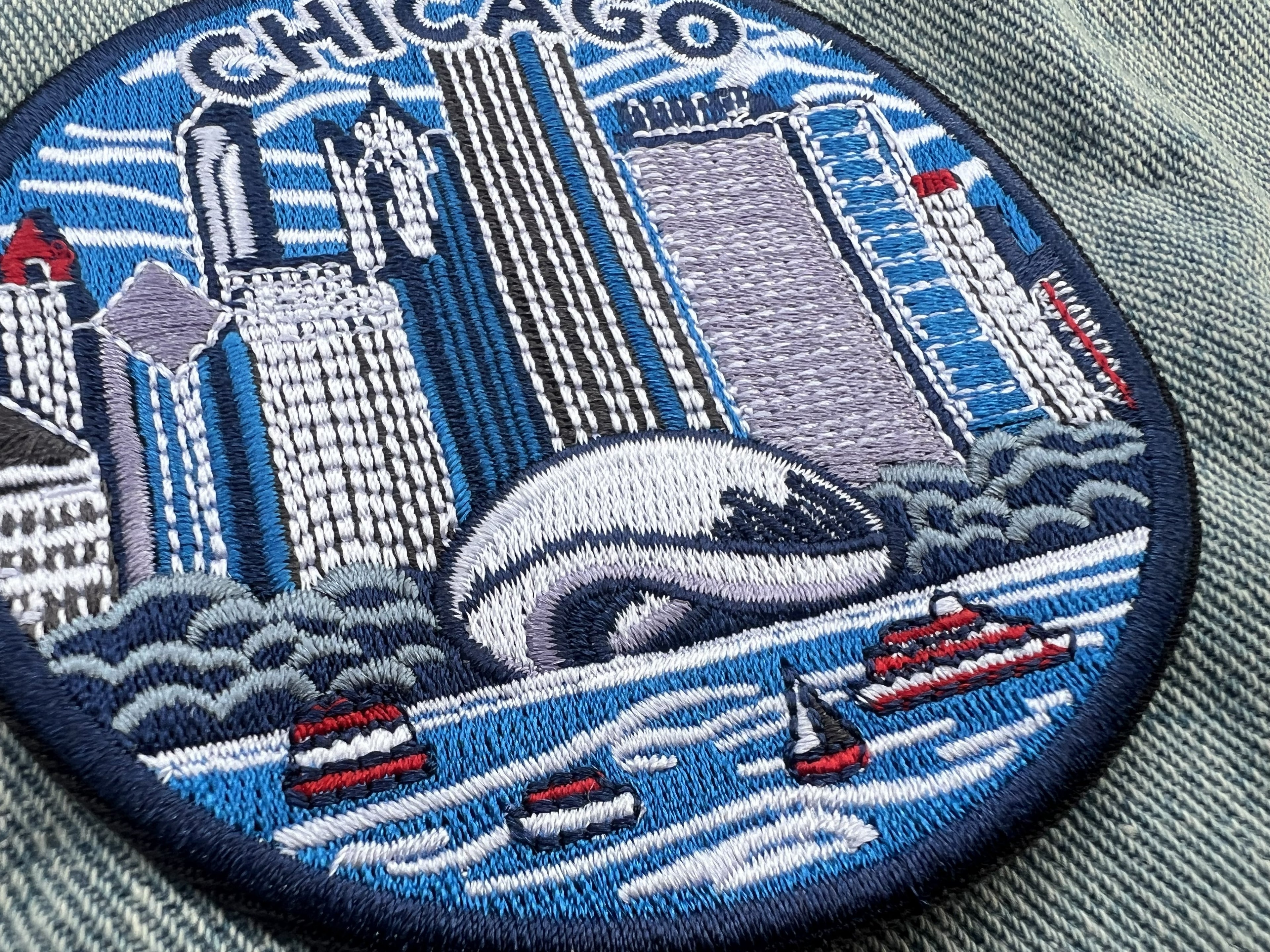 Chicago Travel Patch Gift for Traveler Iron On USA Embroidered Travel Jacket Patches Sew On Travel Accessory Hook and Loop Travel Keepsake