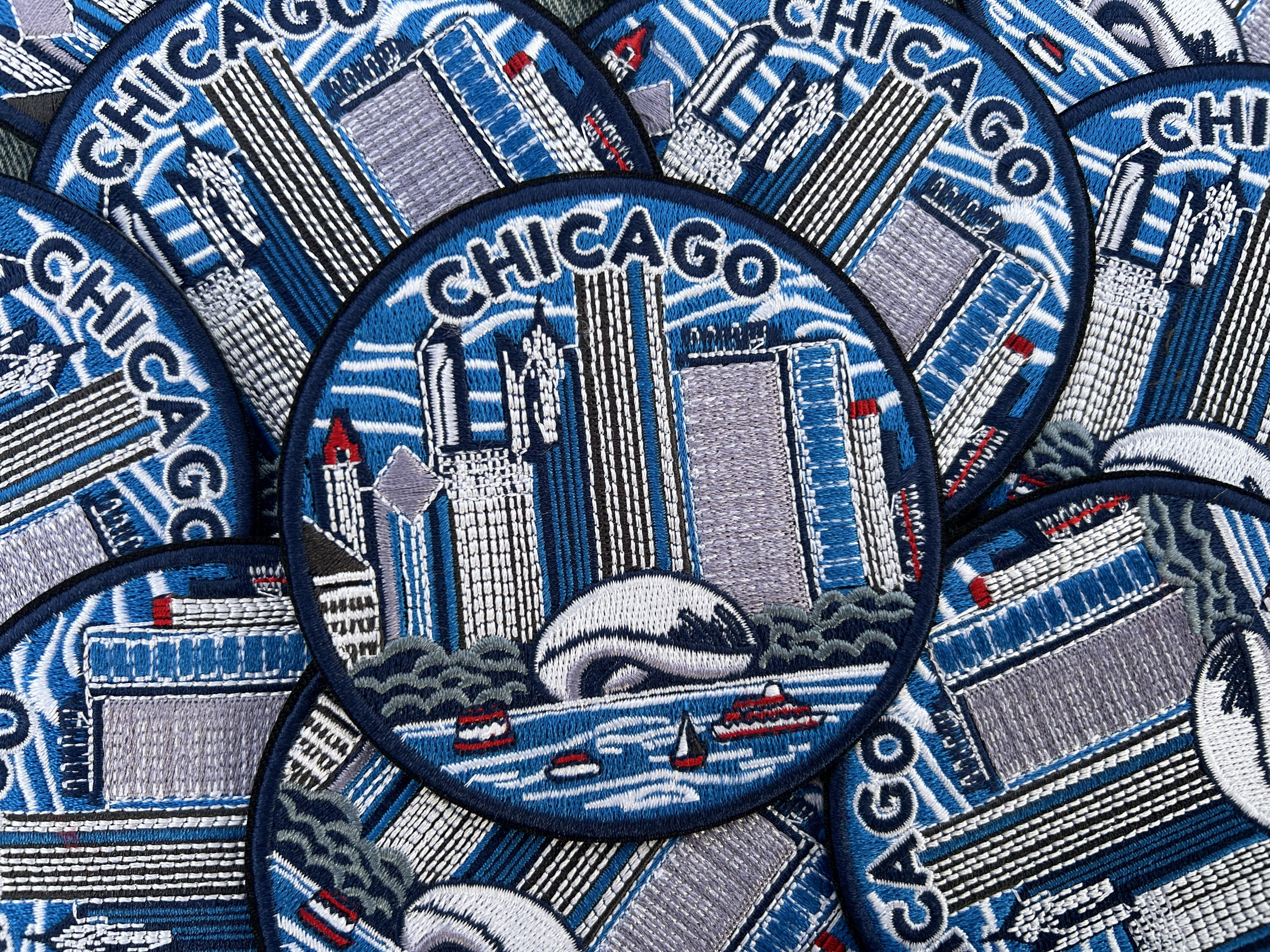 Chicago Travel Patch Gift for Traveler Iron On USA Embroidered Travel Jacket Patches Sew On Travel Accessory Hook and Loop Travel Keepsake