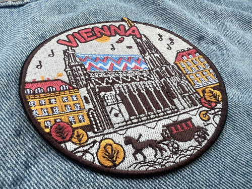 Austria Travel Patch Iron On Embroidered Vienna Travel Jacket Accessory Sew On Travel Keepsake Gift for Traveler Hook and Loop Travel Patch