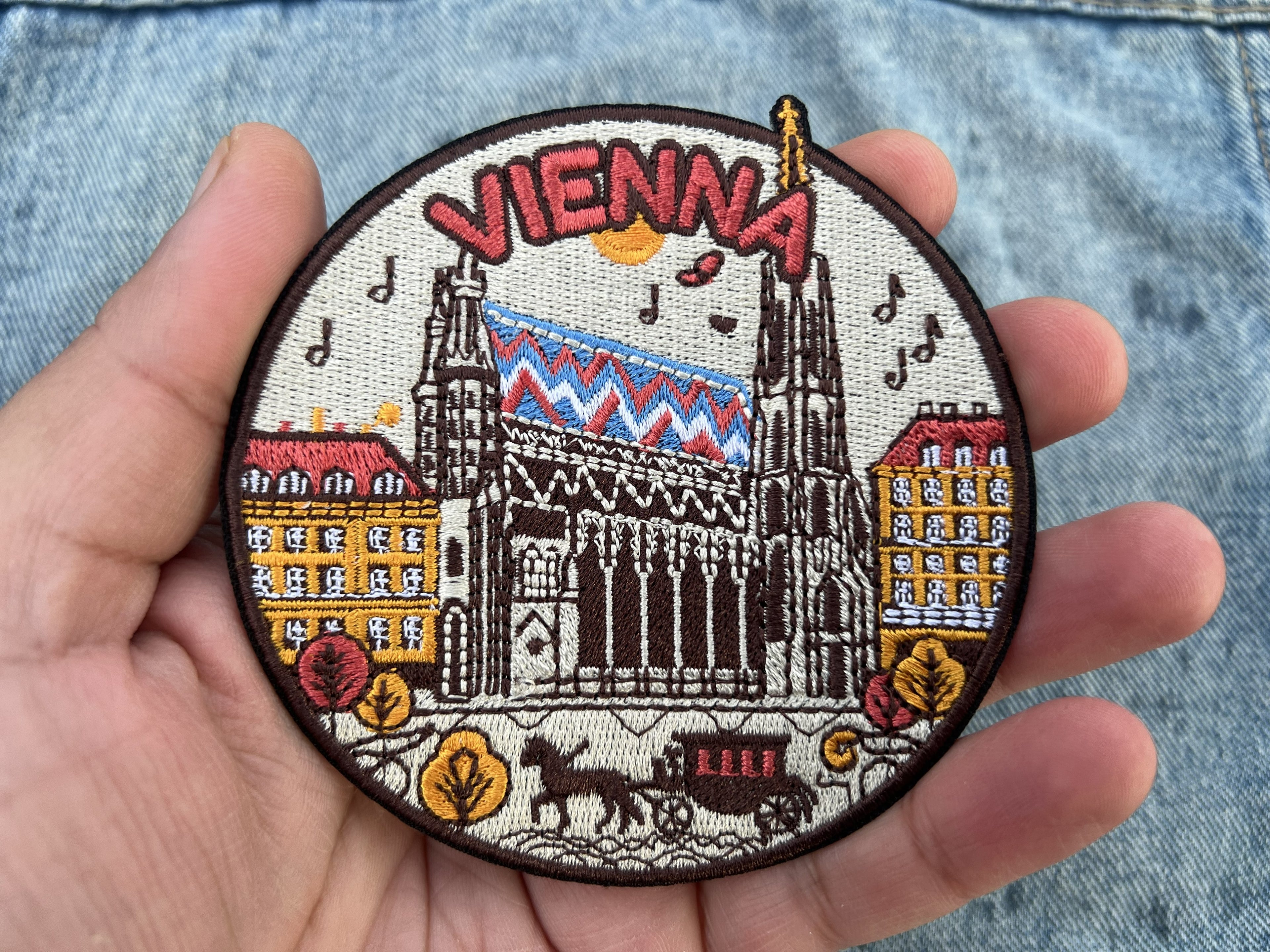 Austria Travel Patch Iron On Embroidered Vienna Travel Jacket Accessory Sew On Travel Keepsake Gift for Traveler Hook and Loop Travel Patch