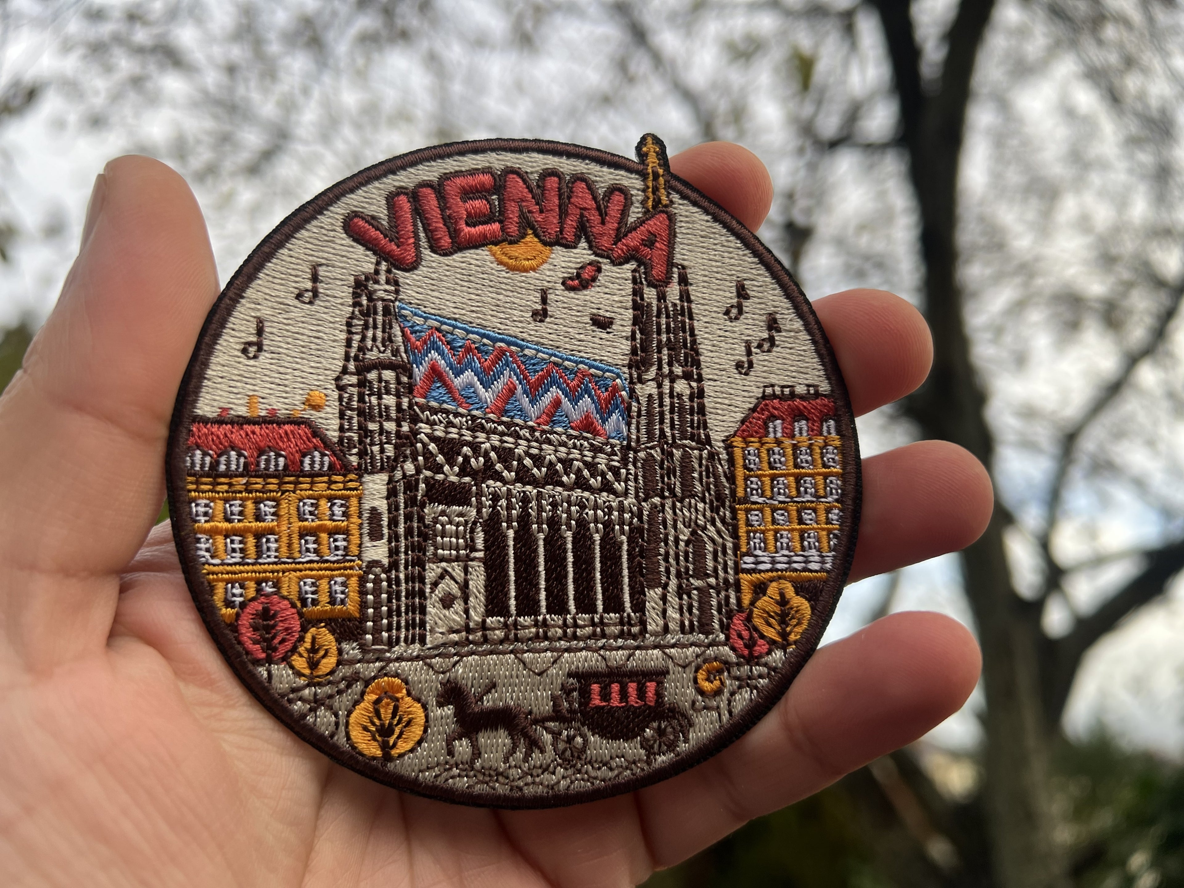 Austria Travel Patch Iron On Embroidered Vienna Travel Jacket Accessory Sew On Travel Keepsake Gift for Traveler Hook and Loop Travel Patch