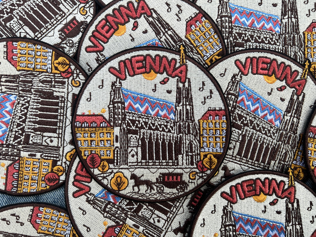 Austria Travel Patch Iron On Embroidered Vienna Travel Jacket Accessory Sew On Travel Keepsake Gift for Traveler Hook and Loop Travel Patch