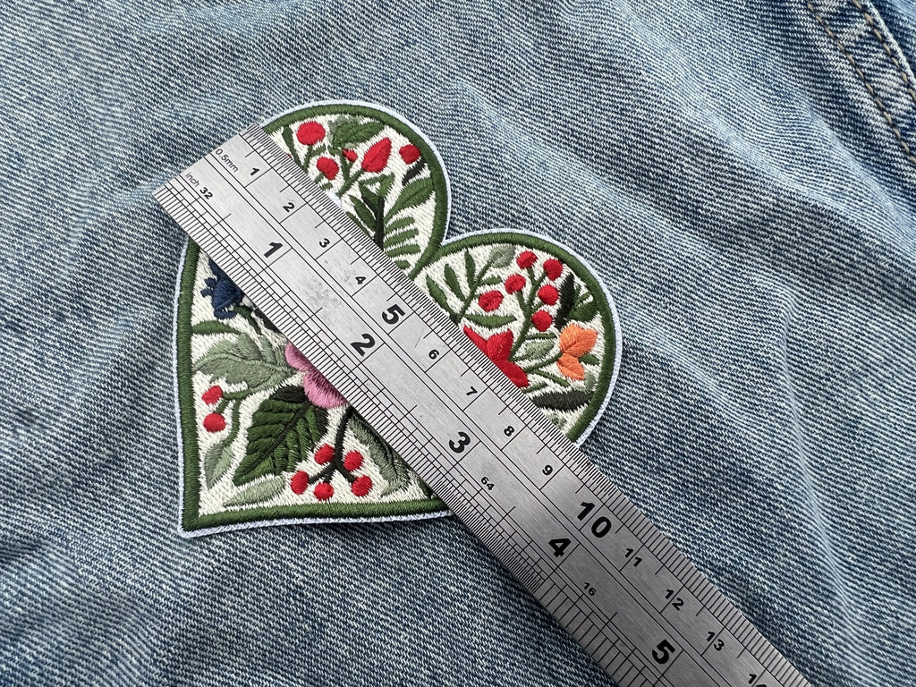 Romantic Iron On Patch Floral Heart Embroidered Design Cute Heart Iron On Patch Colorful Floral Embroidery Love Patch Sew On Flower Patches