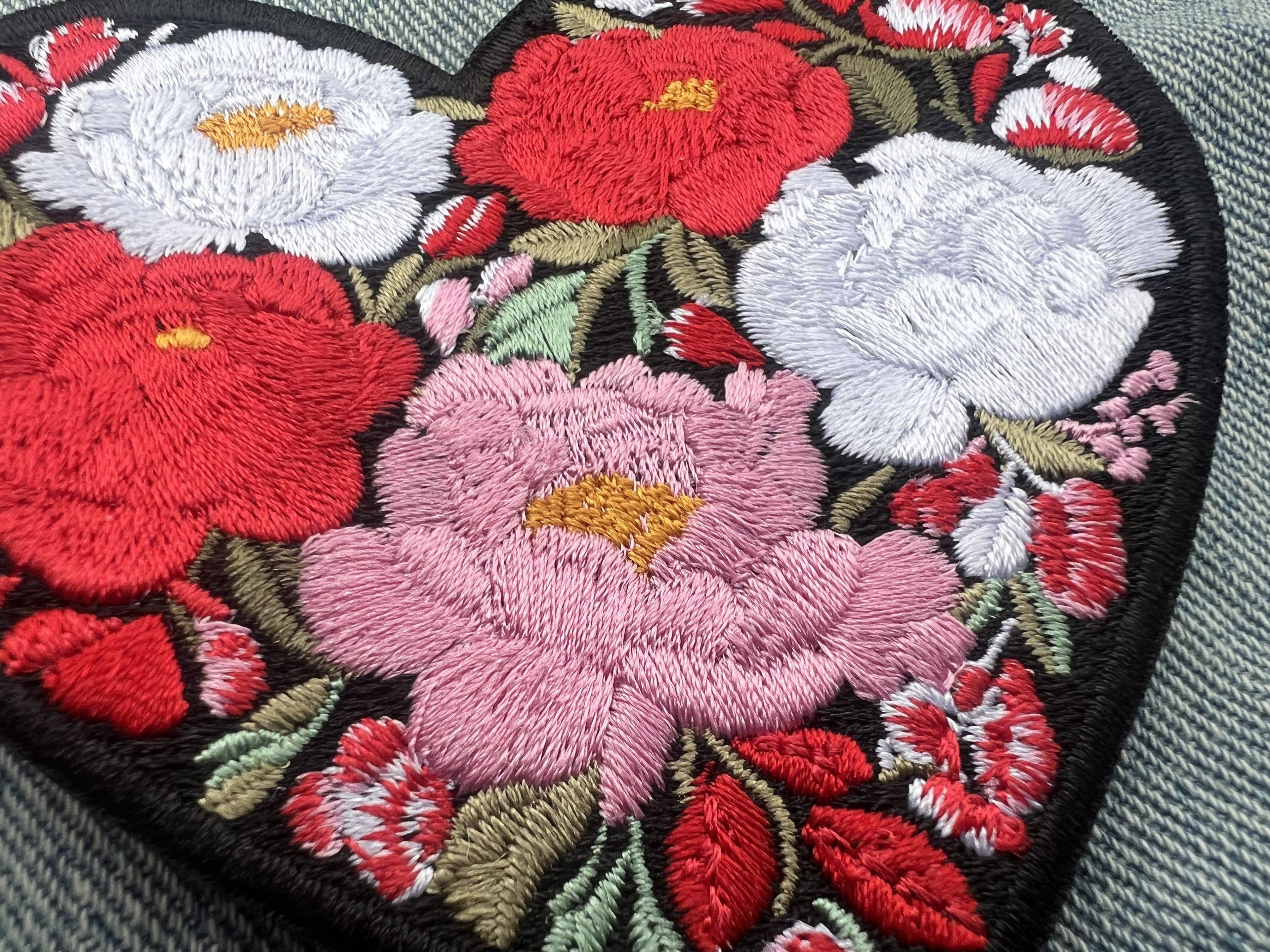 Peony Patch Heart Iron On Patch Small Flower Patch Cute Sew On Patches Down Jacket Repair Patch Personalized Floral Gifts for Her
