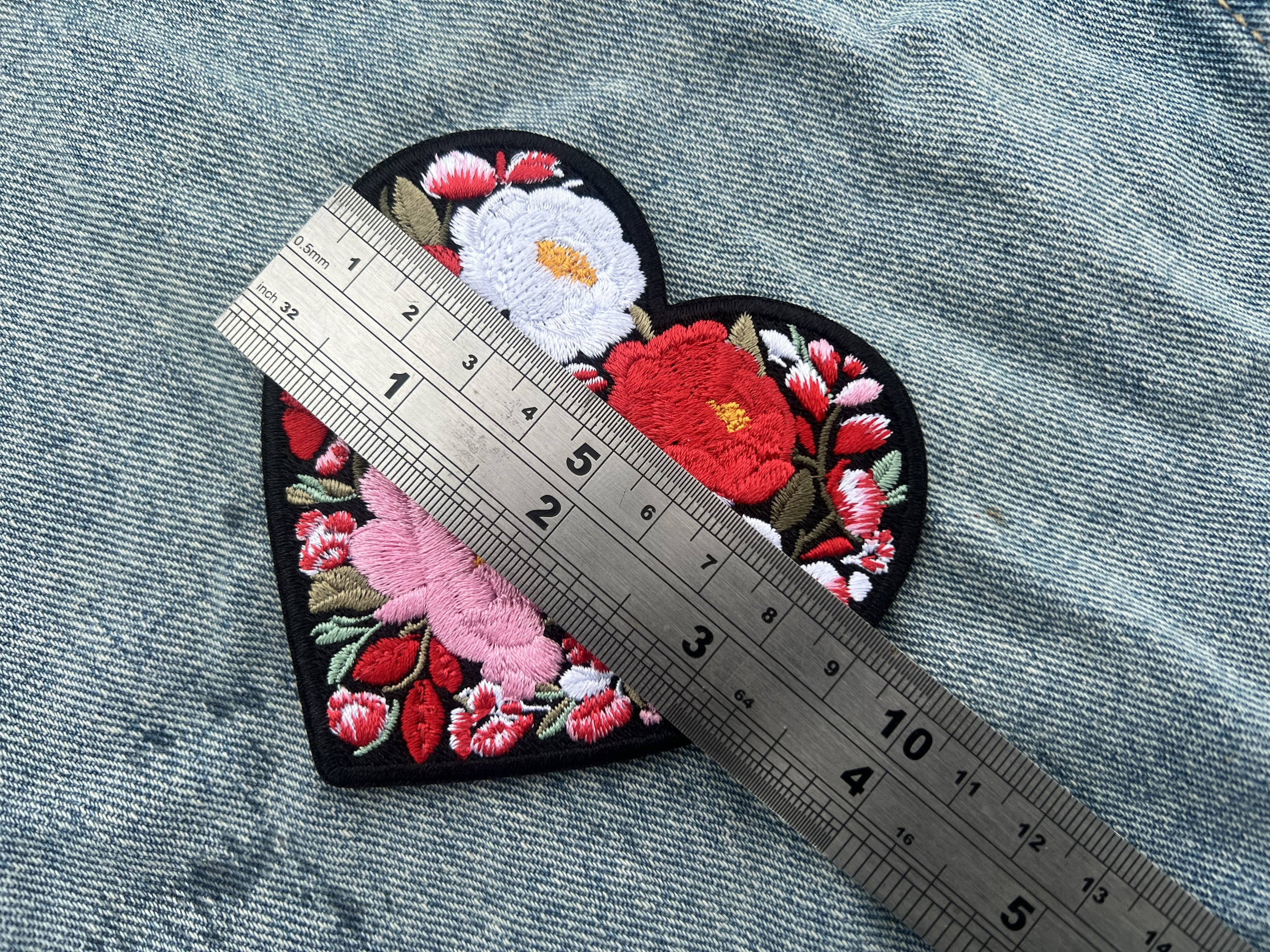 Peony Patch Heart Iron On Patch Small Flower Patch Cute Sew On Patches Down Jacket Repair Patch Personalized Floral Gifts for Her