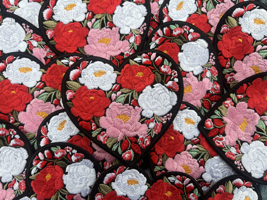 Peony Patch Heart Iron On Patch Small Flower Patch Cute Sew On Patches Down Jacket Repair Patch Personalized Floral Gifts for Her