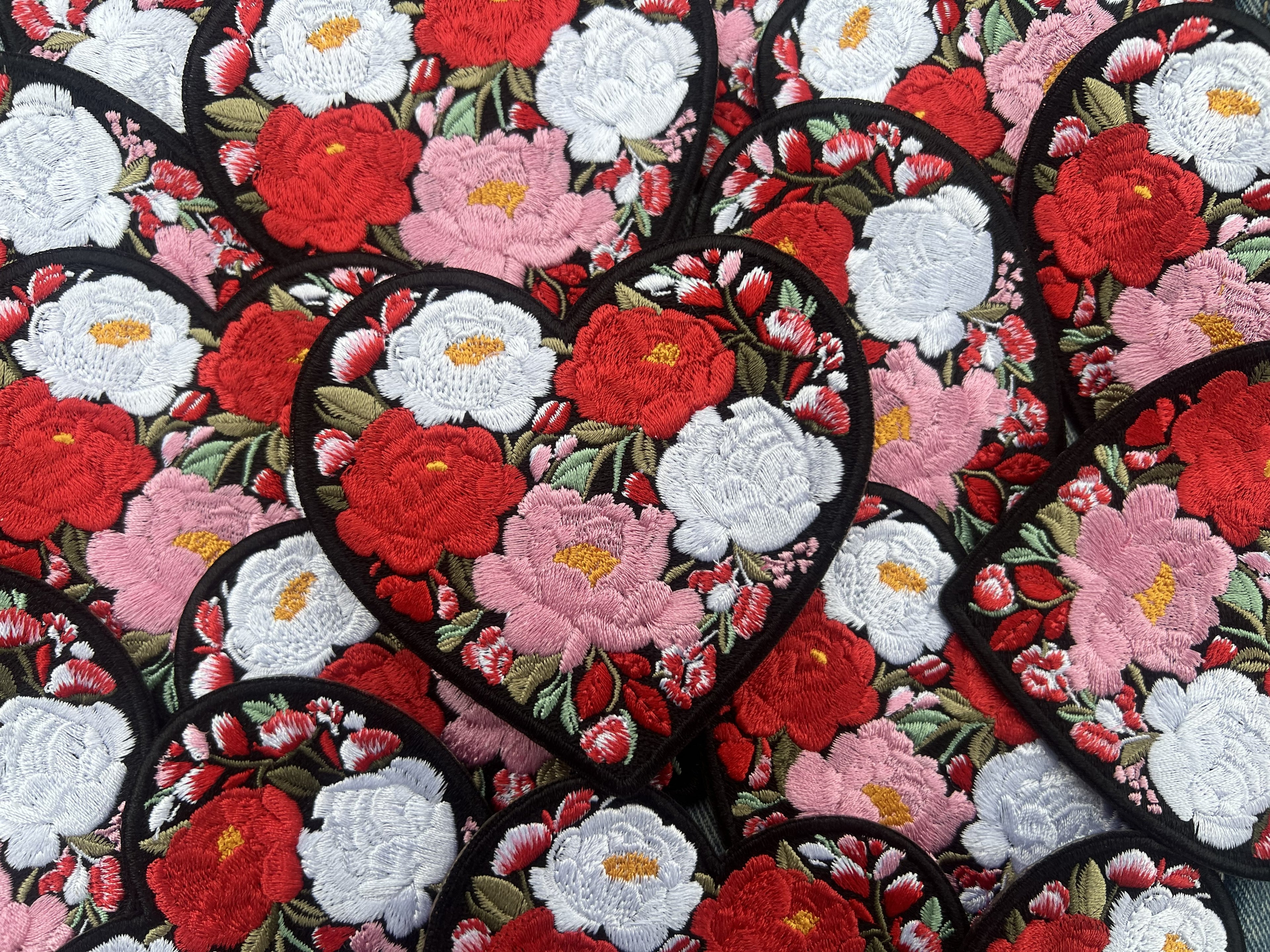 Peony Patch Heart Iron On Patch Small Flower Patch Cute Sew On Patches Down Jacket Repair Patch Personalized Floral Gifts for Her