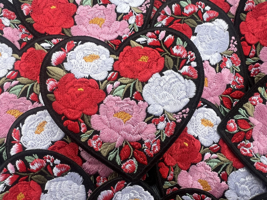 Peony Patch Heart Iron On Patch Small Flower Patch Cute Sew On Patches Down Jacket Repair Patch Personalized Floral Gifts for Her