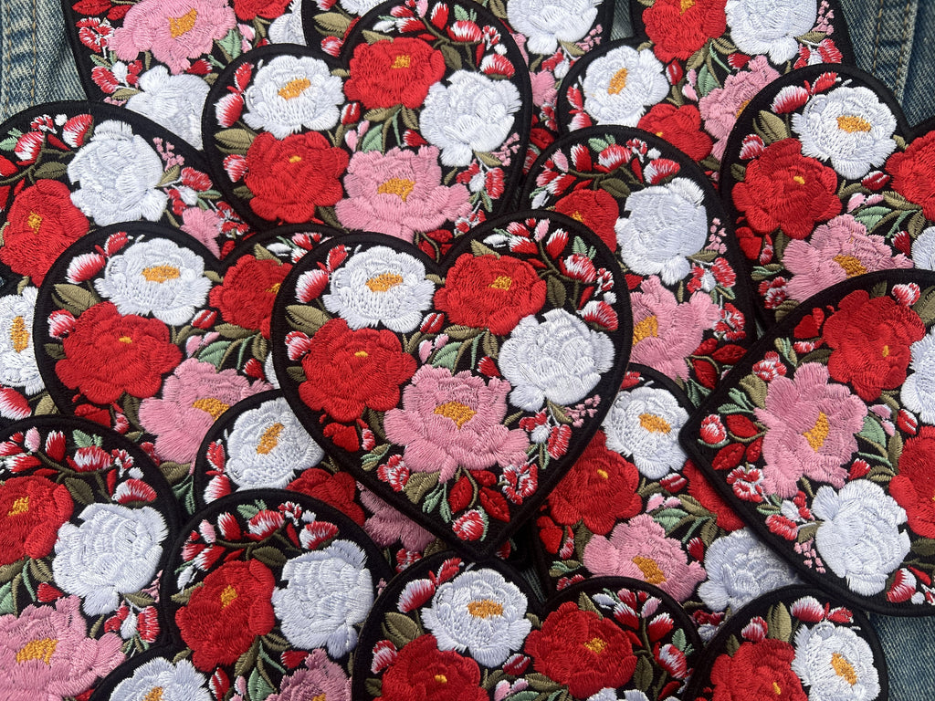 Peony Patch Heart Iron On Patch Small Flower Patch Cute Sew On Patches Down Jacket Repair Patch Personalized Floral Gifts for Her