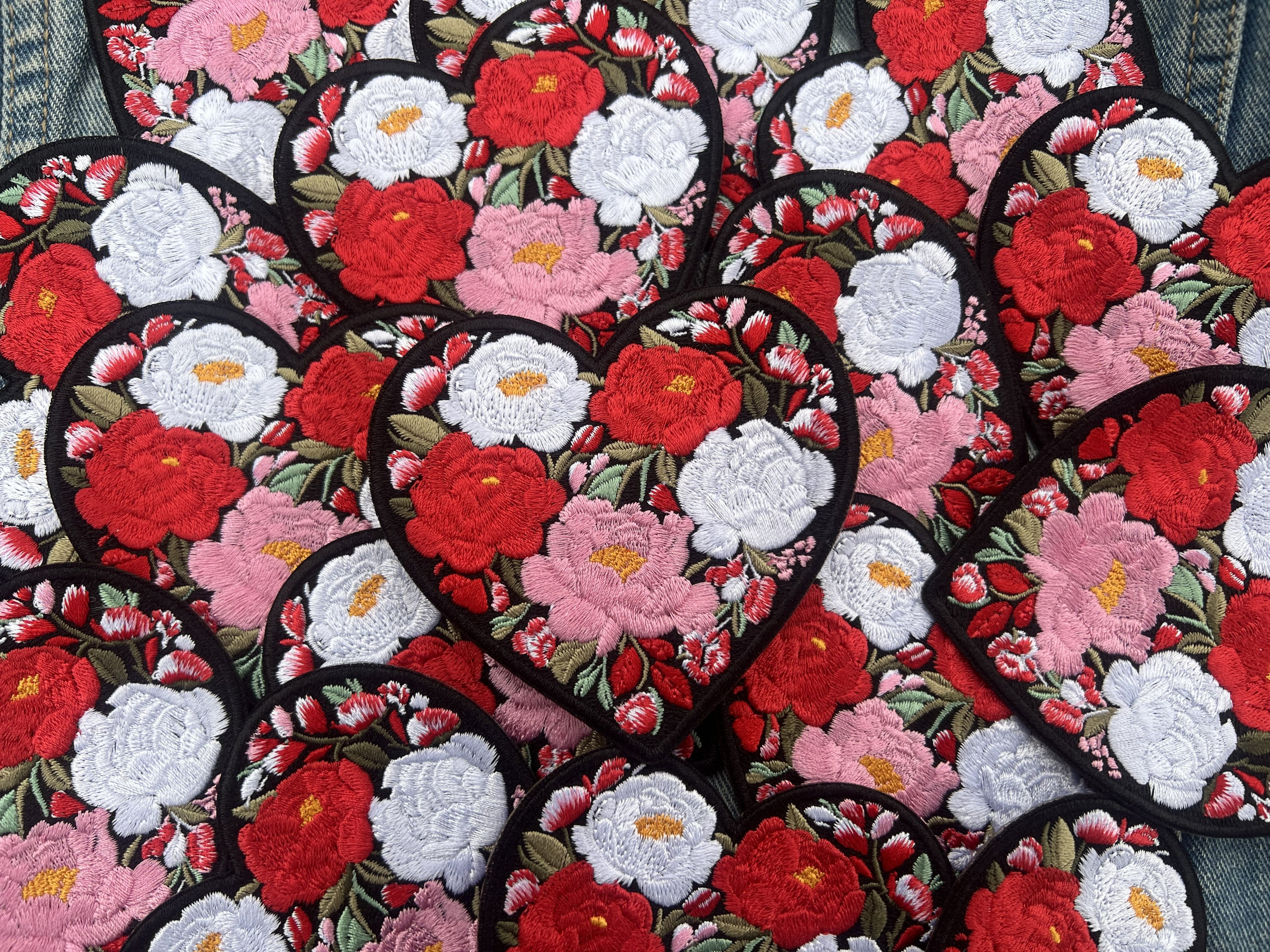 Peony Patch Heart Iron On Patch Small Flower Patch Cute Sew On Patches Down Jacket Repair Patch Personalized Floral Gifts for Her