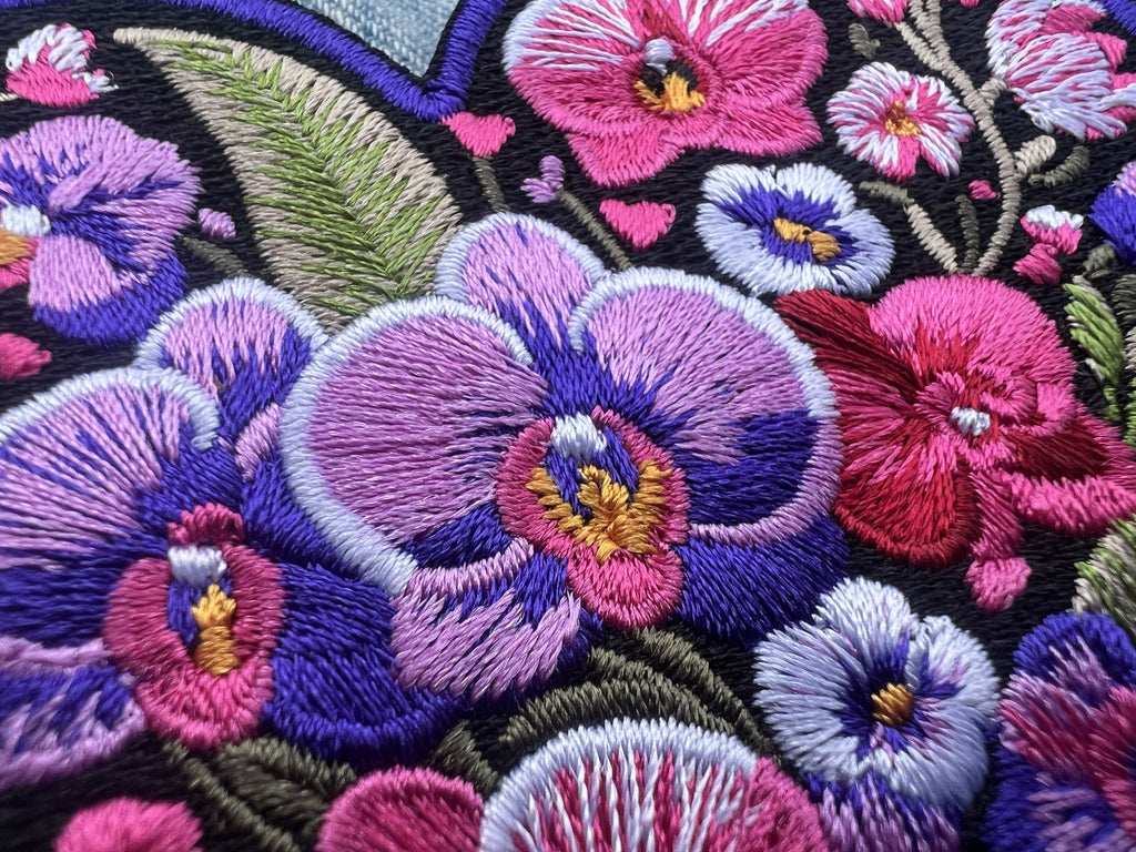 Embroidered Orchid Applique Large Iron On Flower Patch Personalized Custom Heart Sew On Patch Down Jacket Repair Patches Cute Orchid Patch